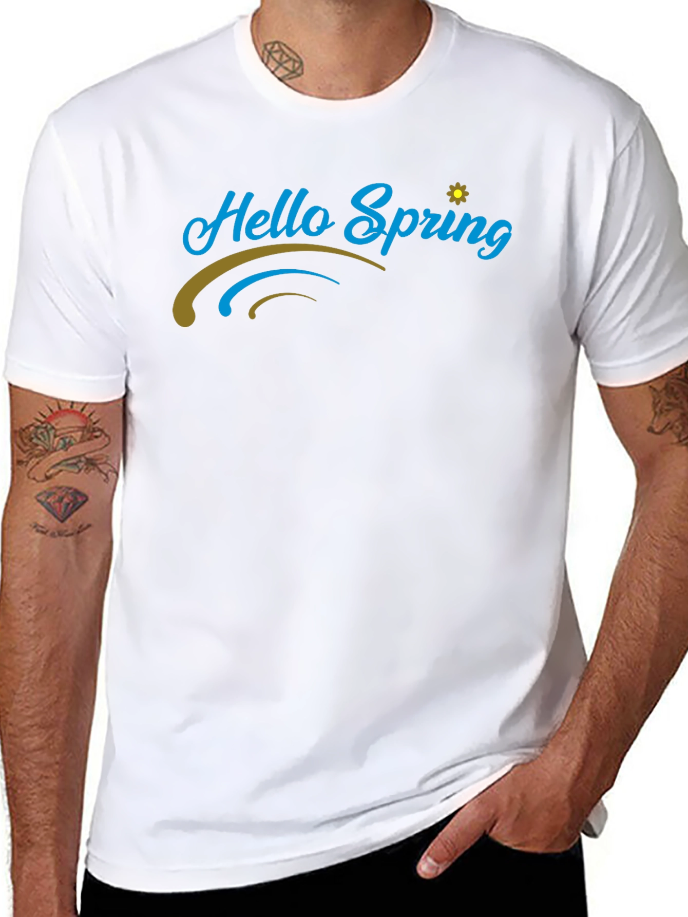 Hello Spring Black T-Shirt