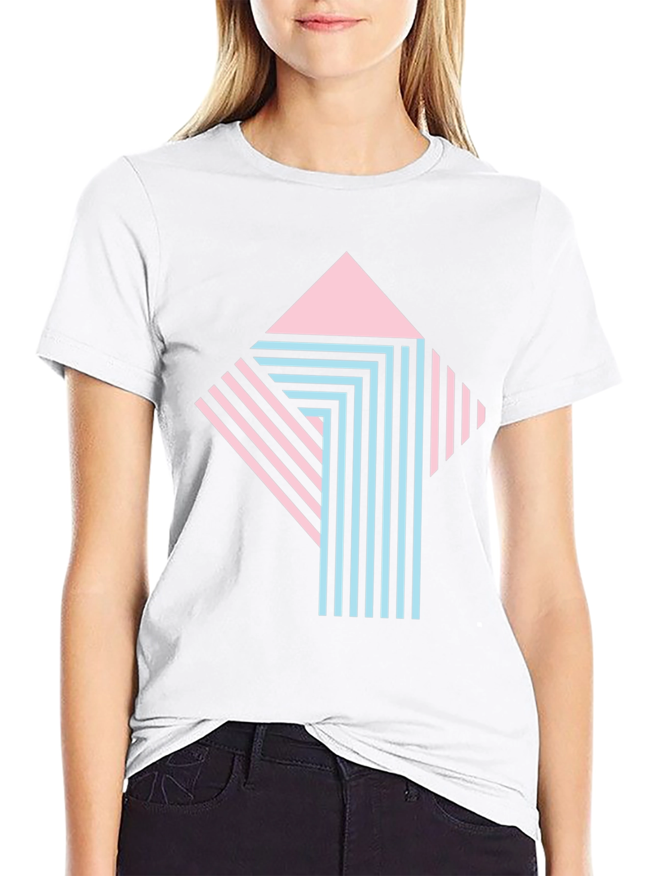 Retro Graphic Print Tee - Stylish Geometric Design