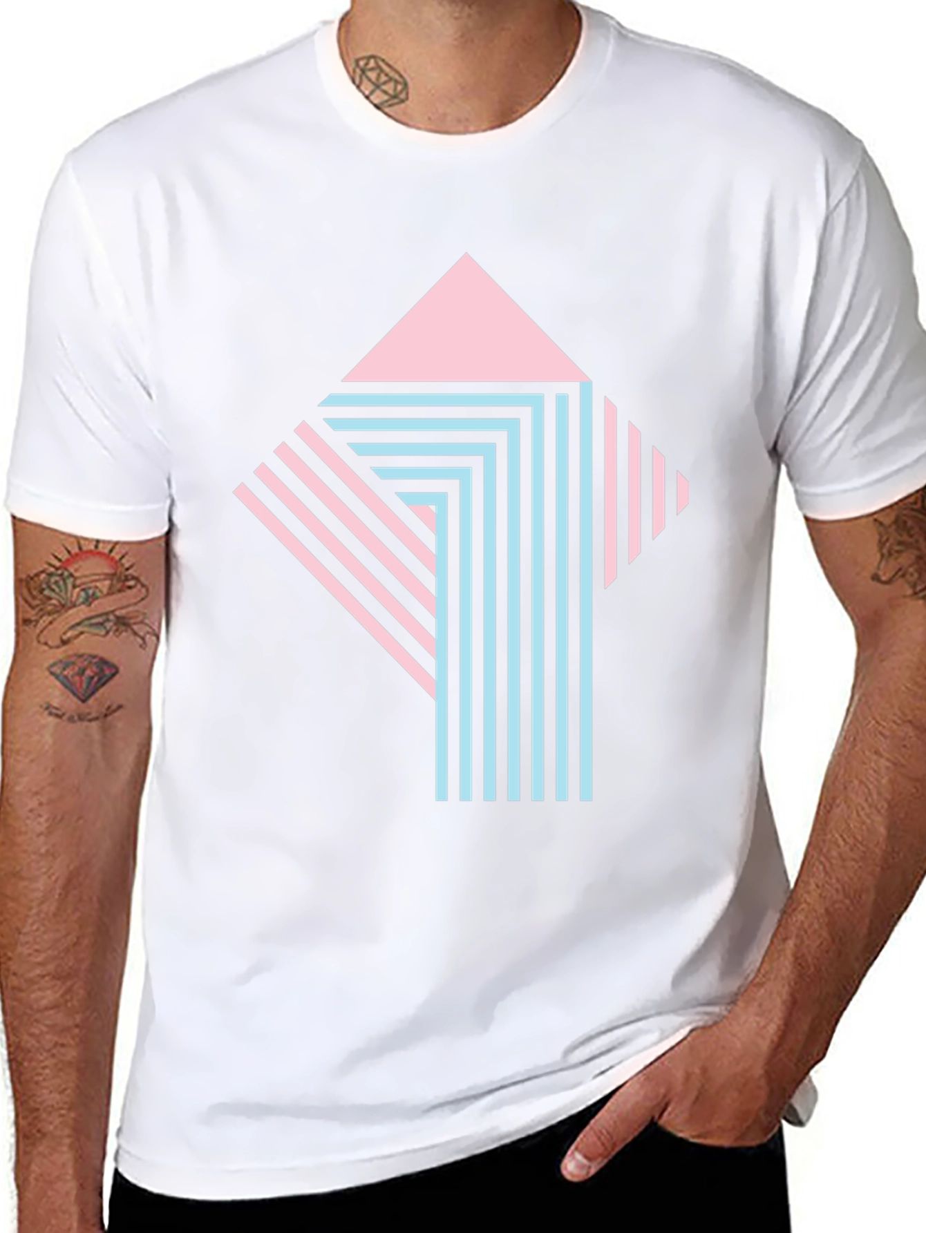 Retro Graphic Print Tee - Stylish Geometric Design