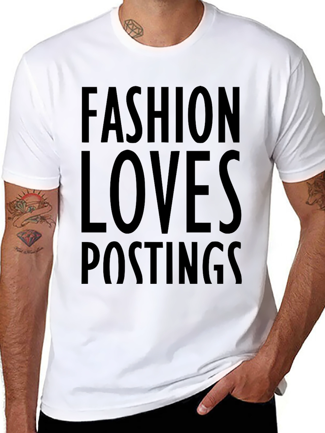Fashion Loves Postings Graphic Tee - Mens Black T-Shirt