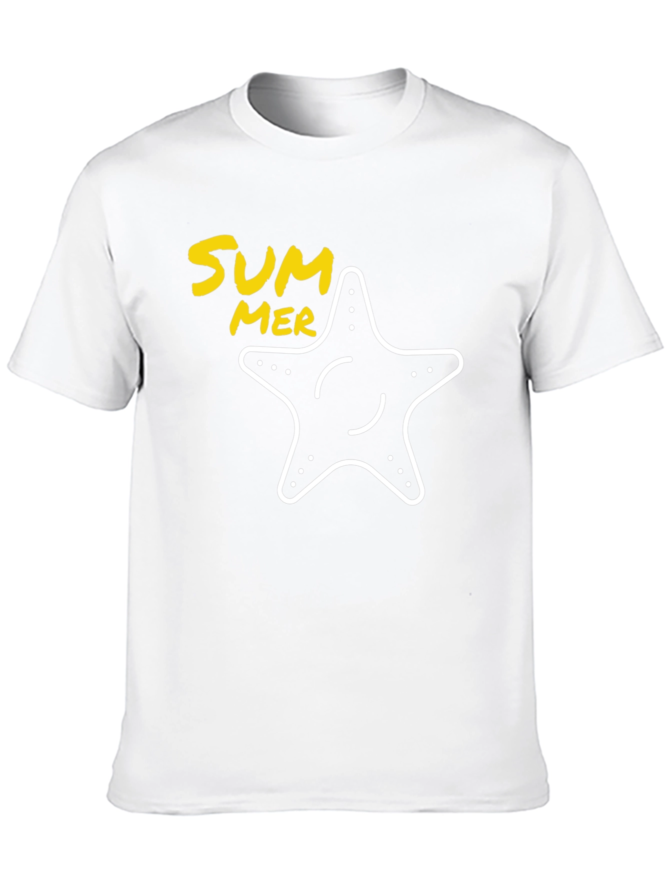 Summer Starfish Graphic Tee - Black Cotton T-Shirt