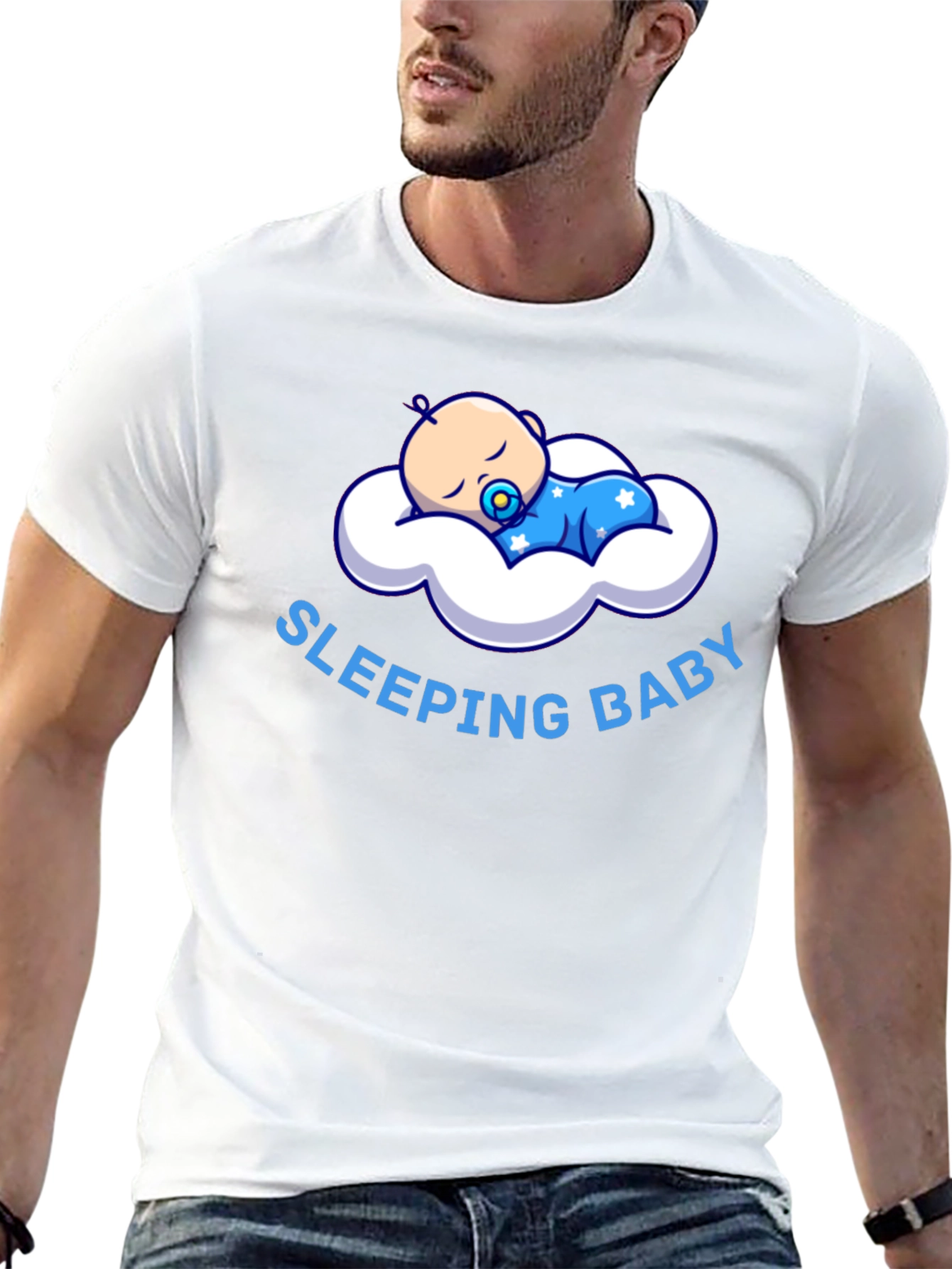 Sleeping Baby Graphic T-Shirt - Black Cotton Tee