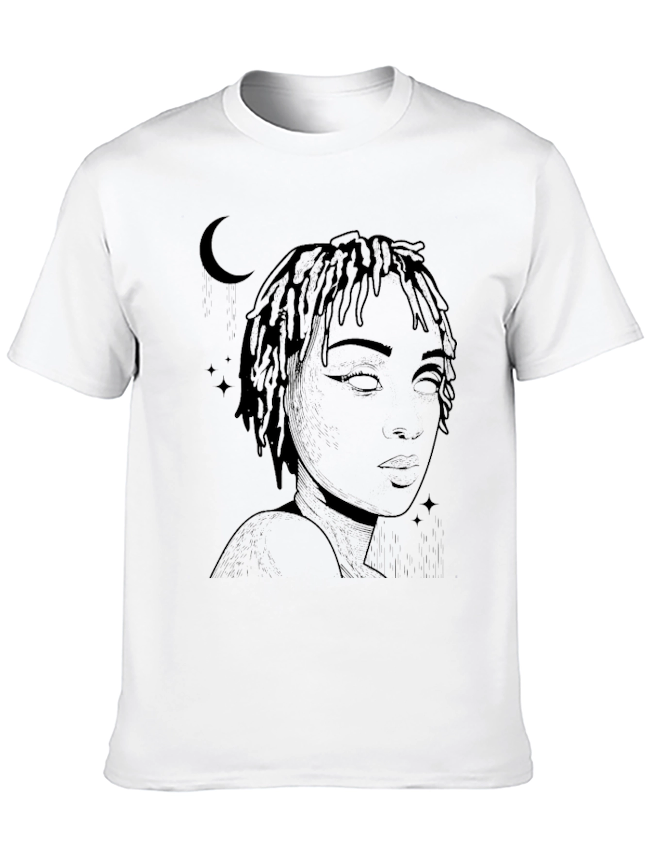 Moonlit Woman Graphic Tee - Stylish Black T-Shirt