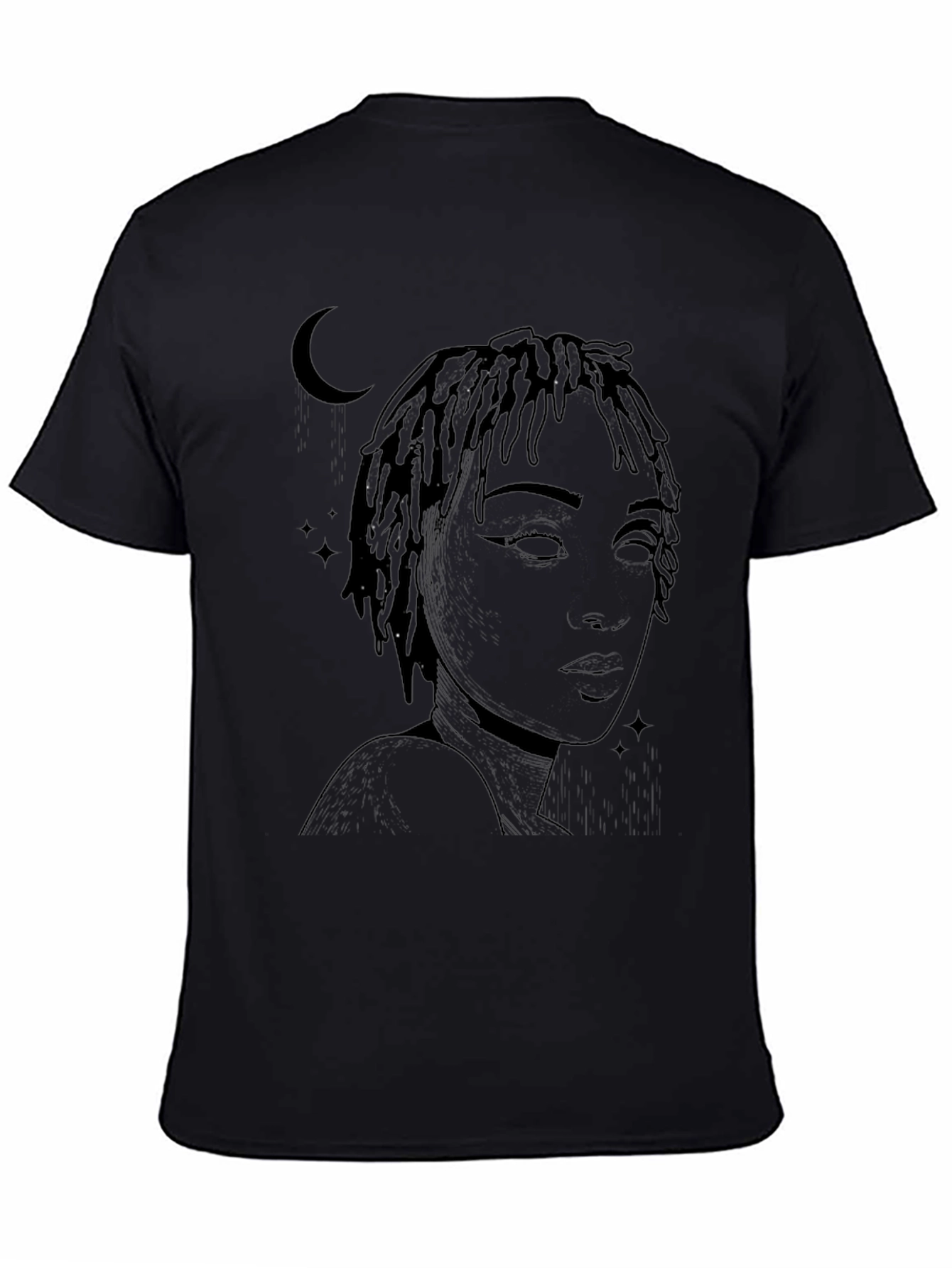 Moonlit Woman Graphic Tee - Stylish Black T-Shirt