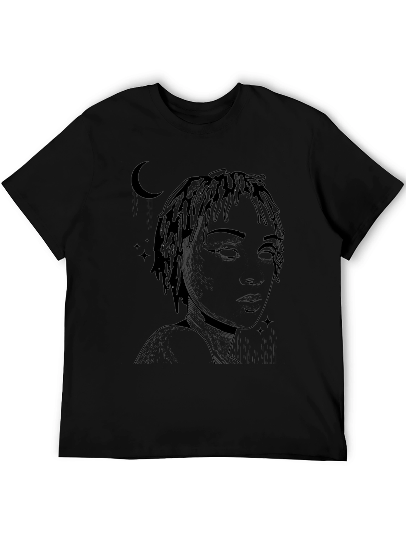 Moonlit Woman Graphic Tee - Stylish Black T-Shirt