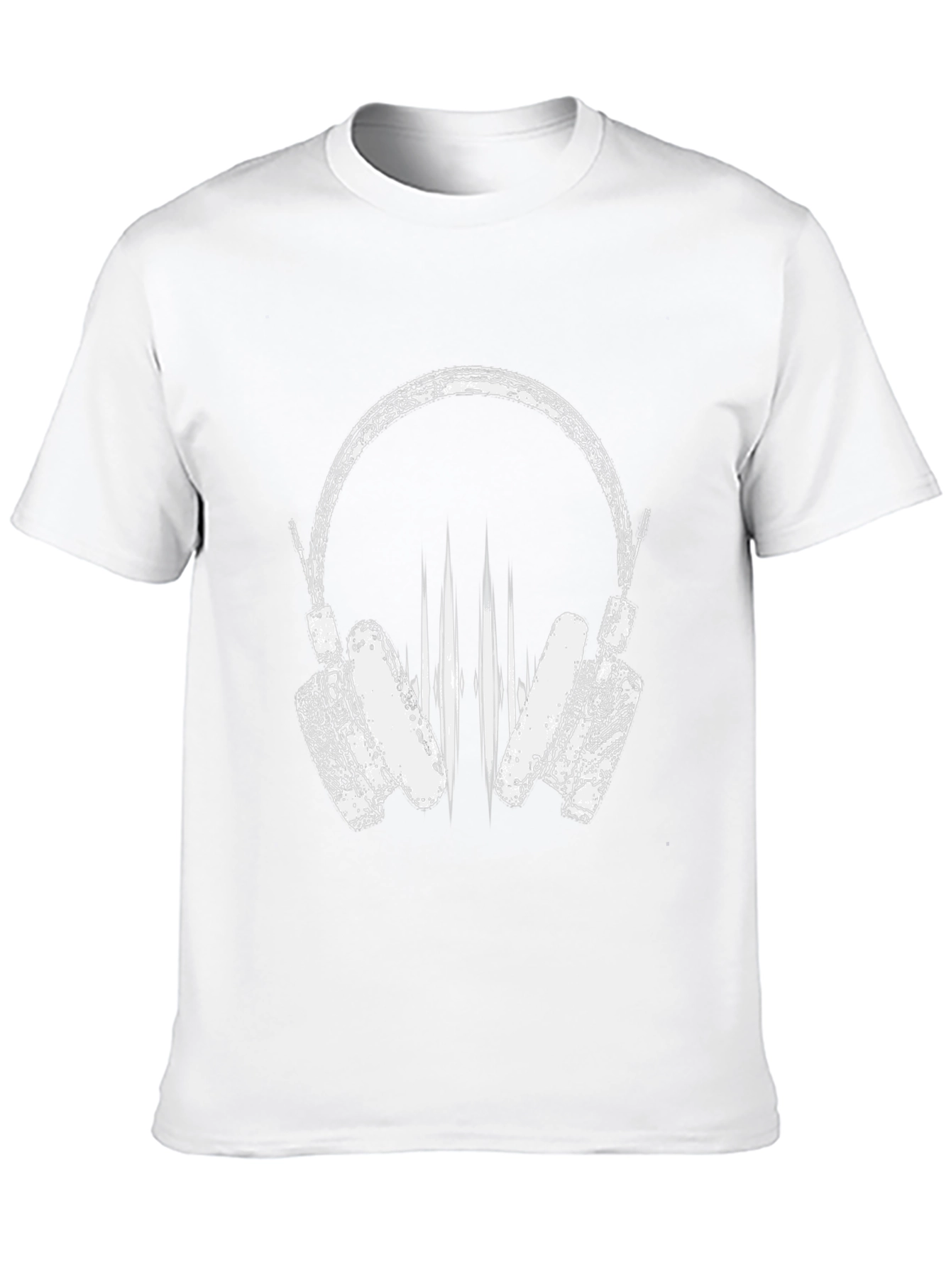 Stylish Black T-Shirt with Headphones Graphic
