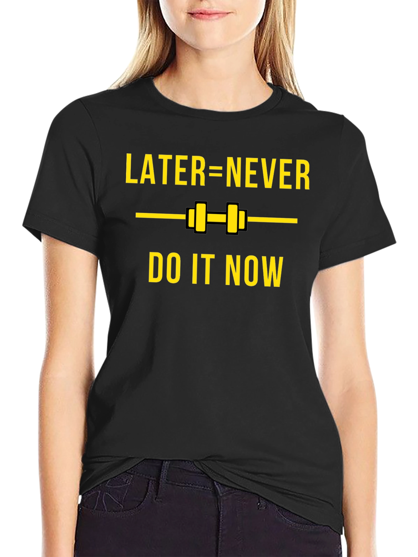 Later=Never Black Graphic T-Shirt - Do It Now!