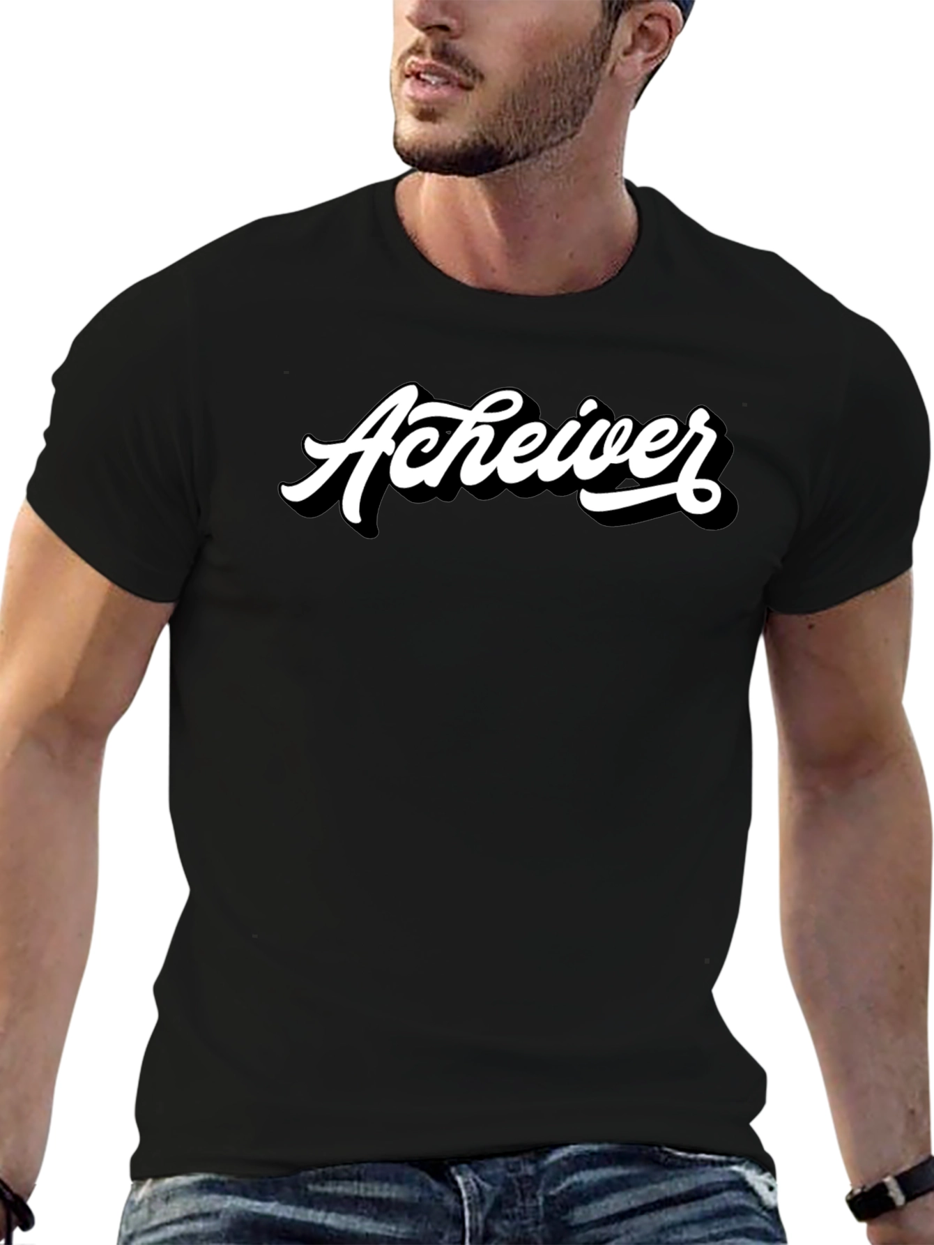 Achiever Graphic Tee - Black Casual T-Shirt