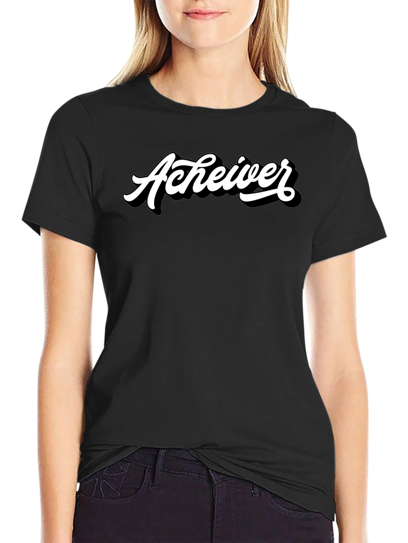 Achiever Graphic Tee - Black Casual T-Shirt