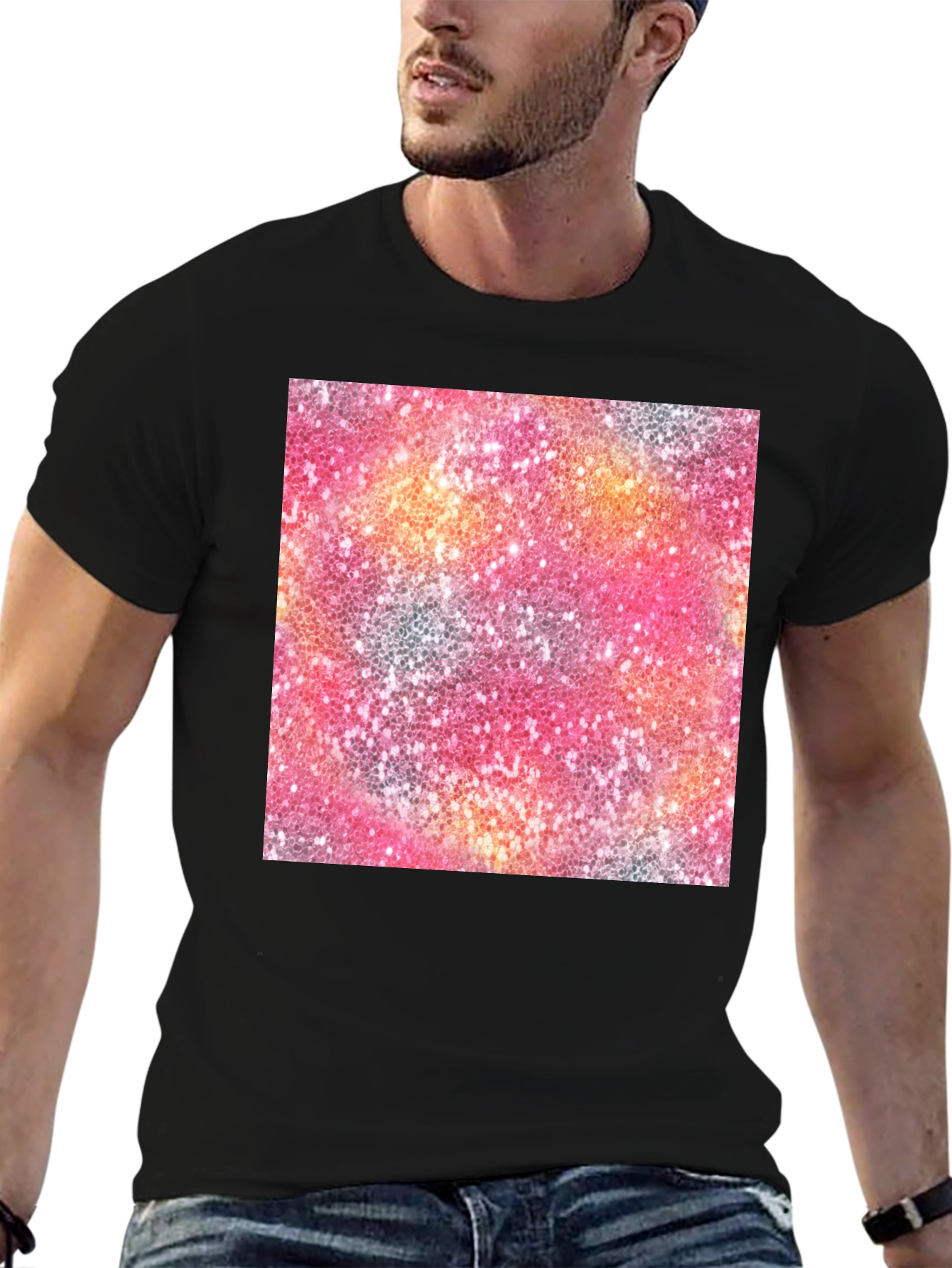 Glitter Pattern Crew Neck T-Shirt