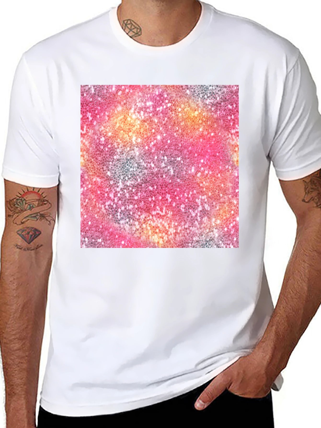 Glitter Pattern Crew Neck T-Shirt