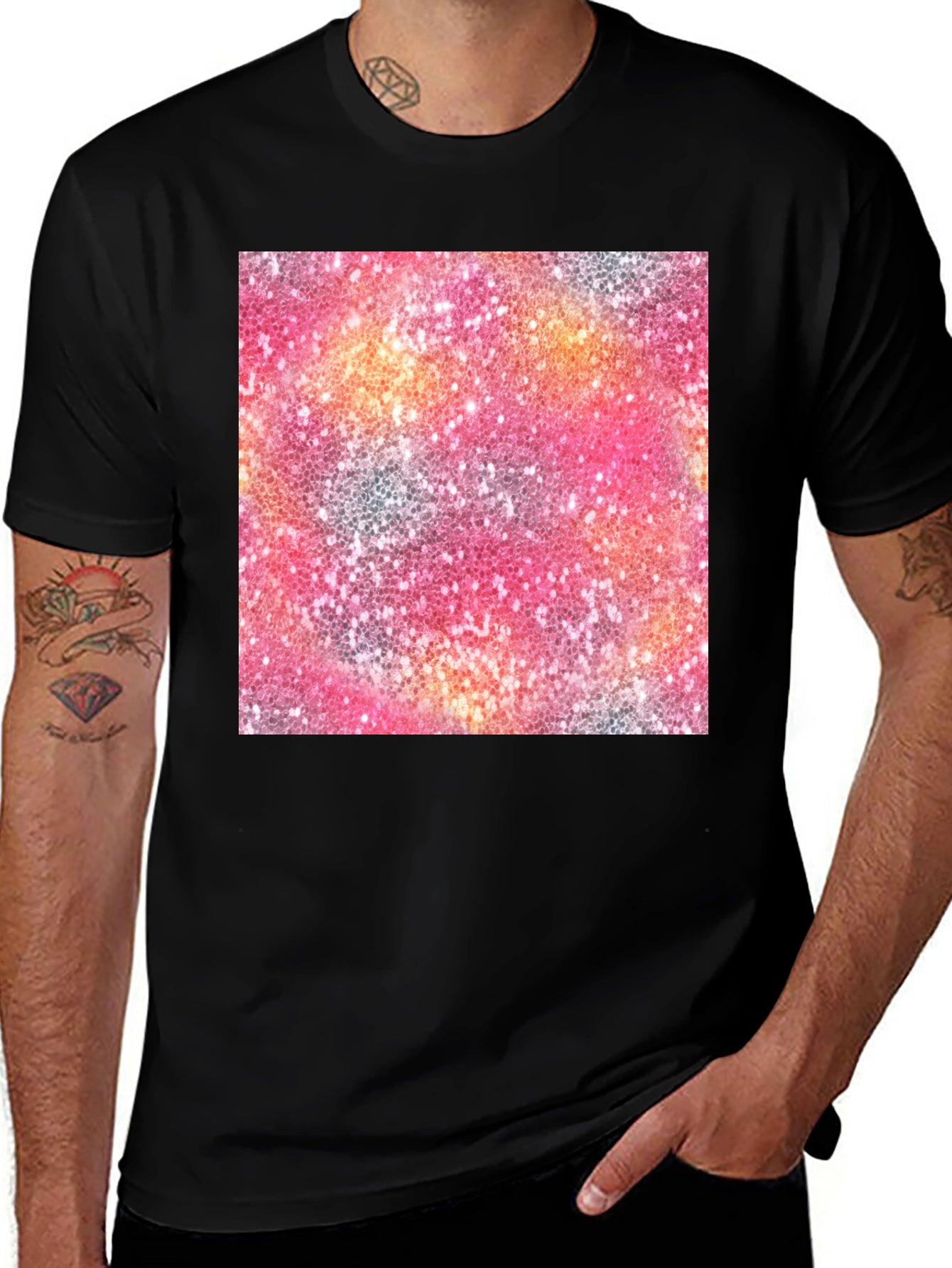 Glitter Pattern Crew Neck T-Shirt