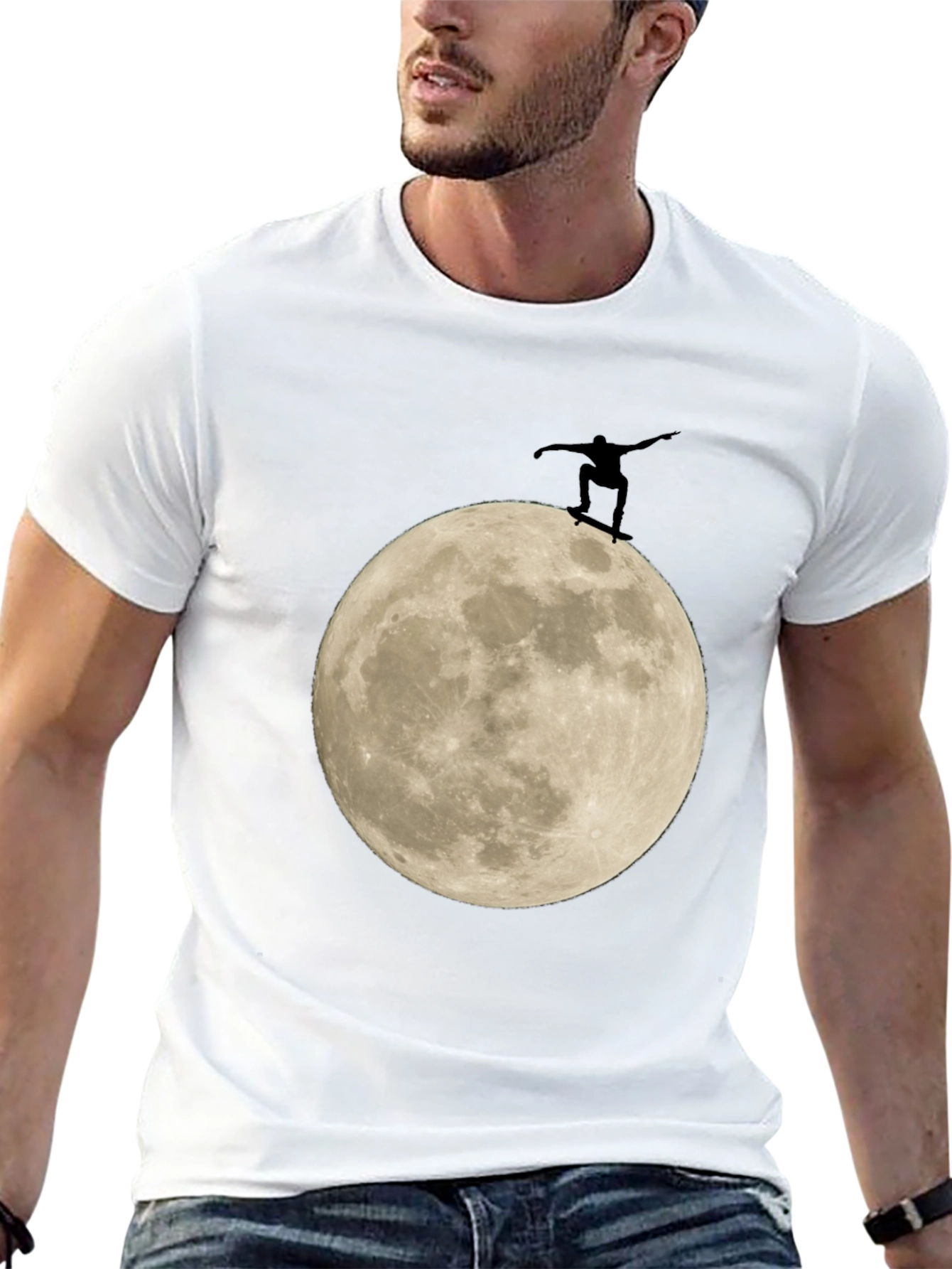 Skate the Moon Graphic Tee - Black Cotton T-Shirt