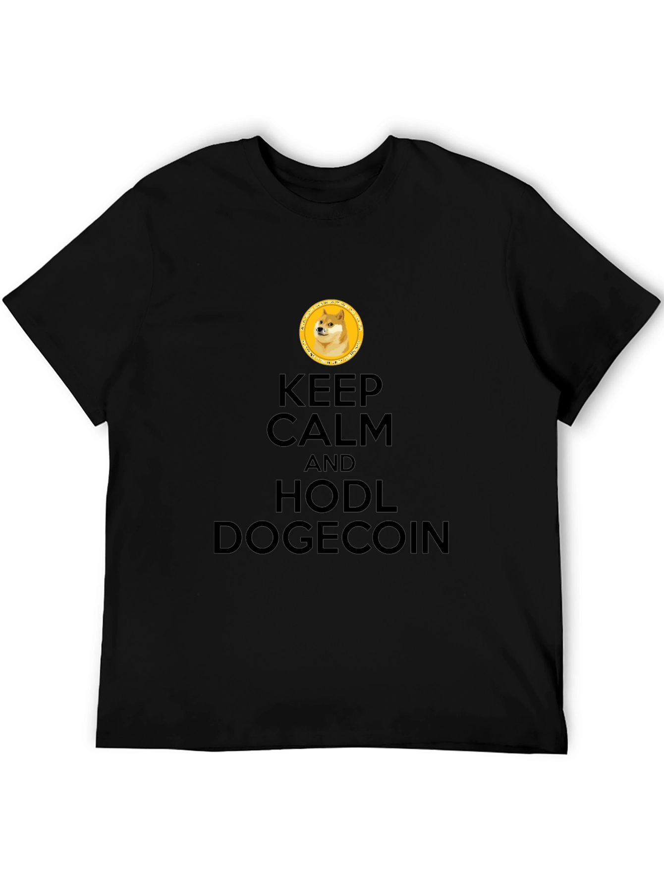 Keep Calm Hodl Dogecoin Black T-Shirt