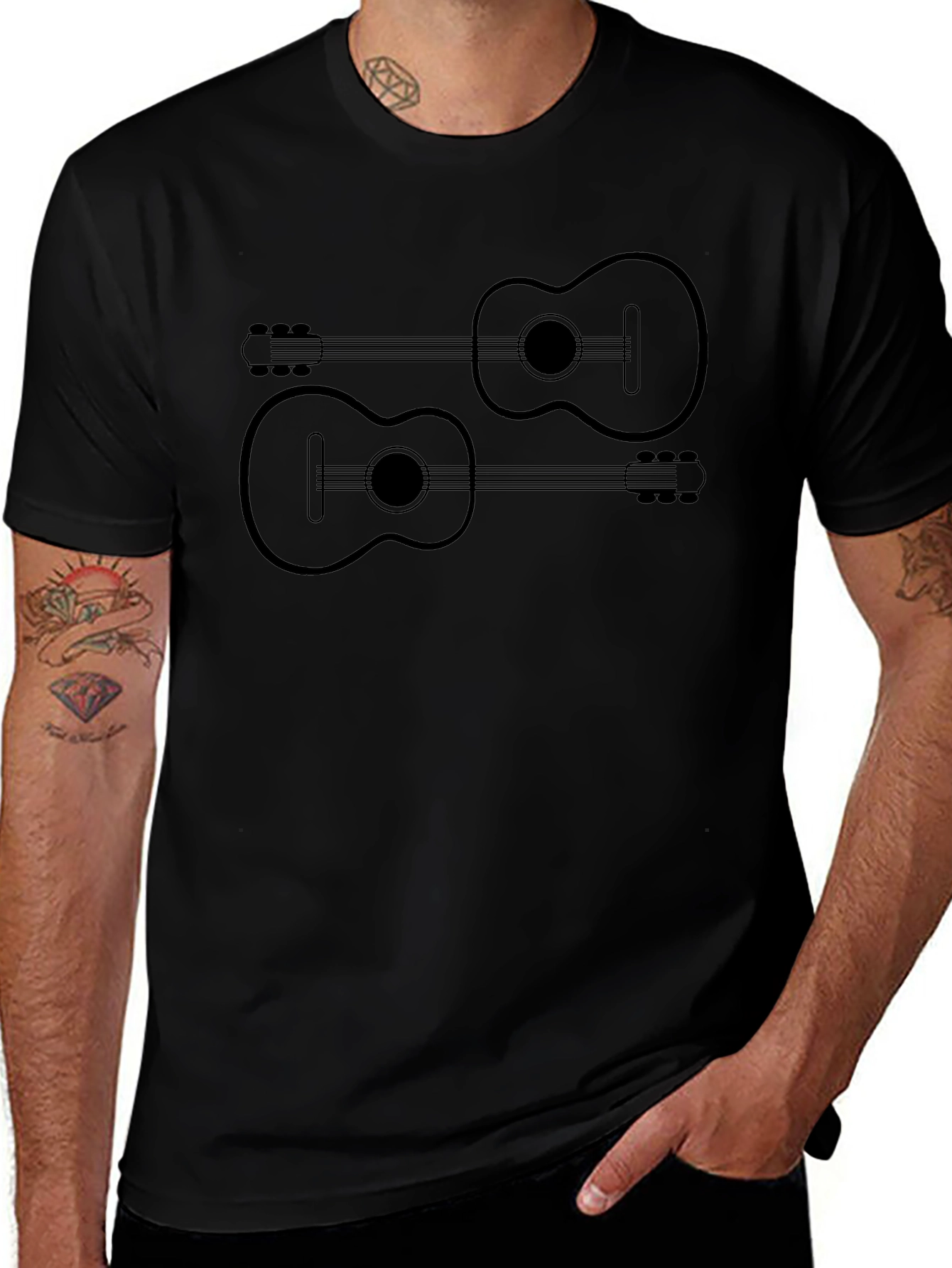 Guitar Graphic Tee - Mens Black T-Shirt