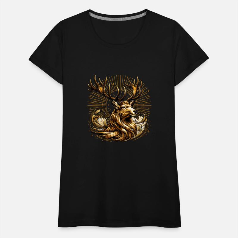 Majestic Golden Stag in Radiant Forest