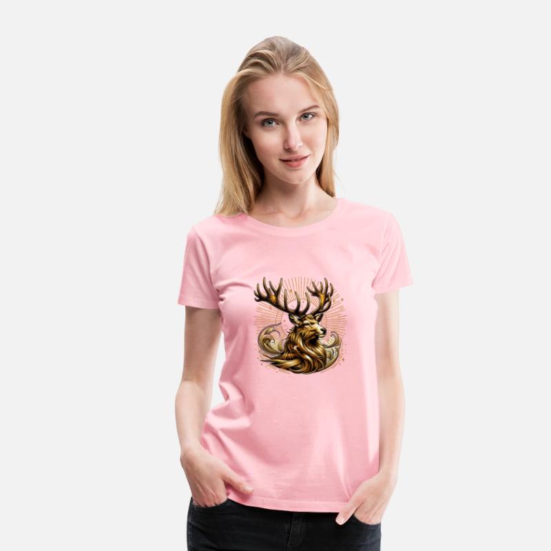 Majestic Golden Stag in Radiant Forest