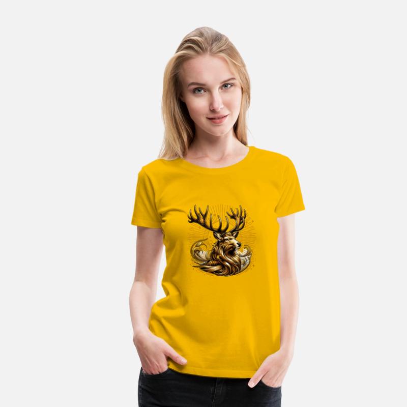 Majestic Golden Stag in Radiant Forest