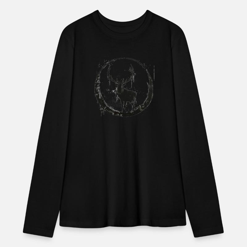 Majestic Stag Silhouette Against Circular Abstract