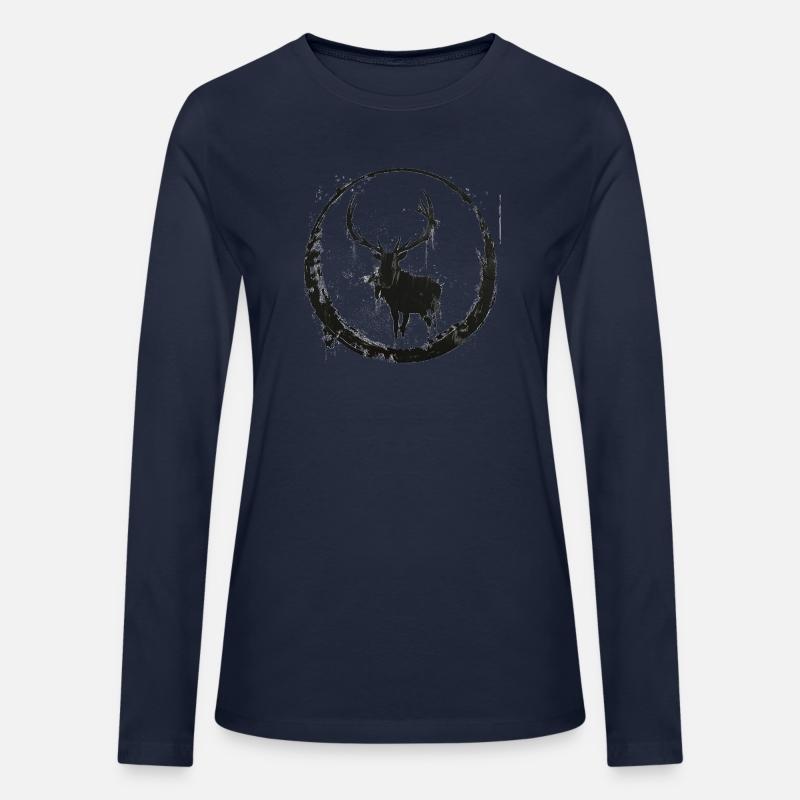 Majestic Stag Silhouette Against Circular Abstract