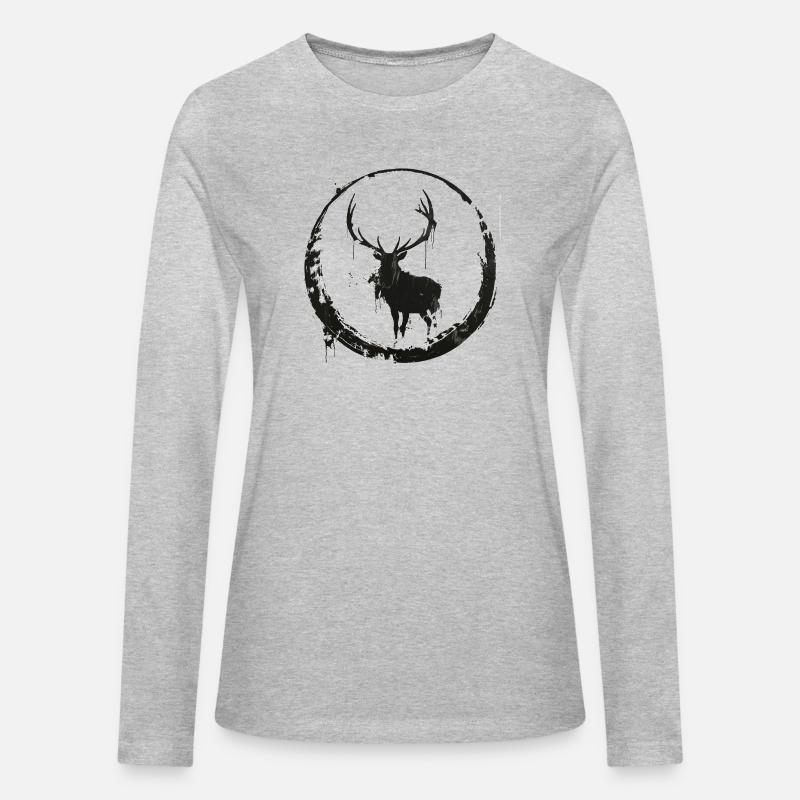 Majestic Stag Silhouette Against Circular Abstract