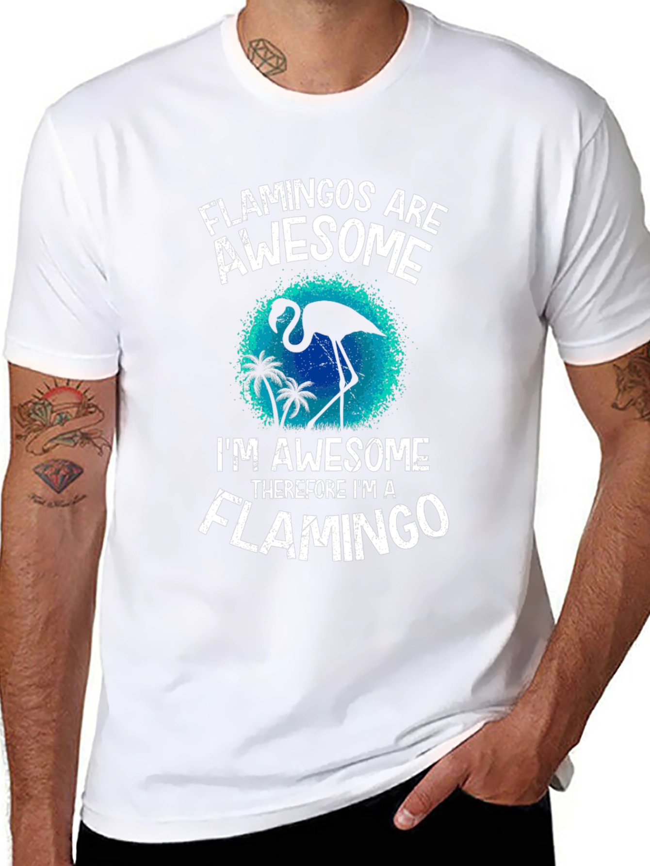 Flamingo Awesome Graphic Tee - Stylish Mens T-Shirt