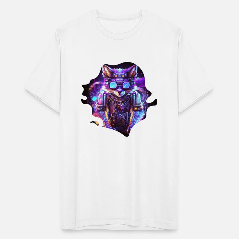 Mecha Wolf with Neon Lights and Hipster Glasses