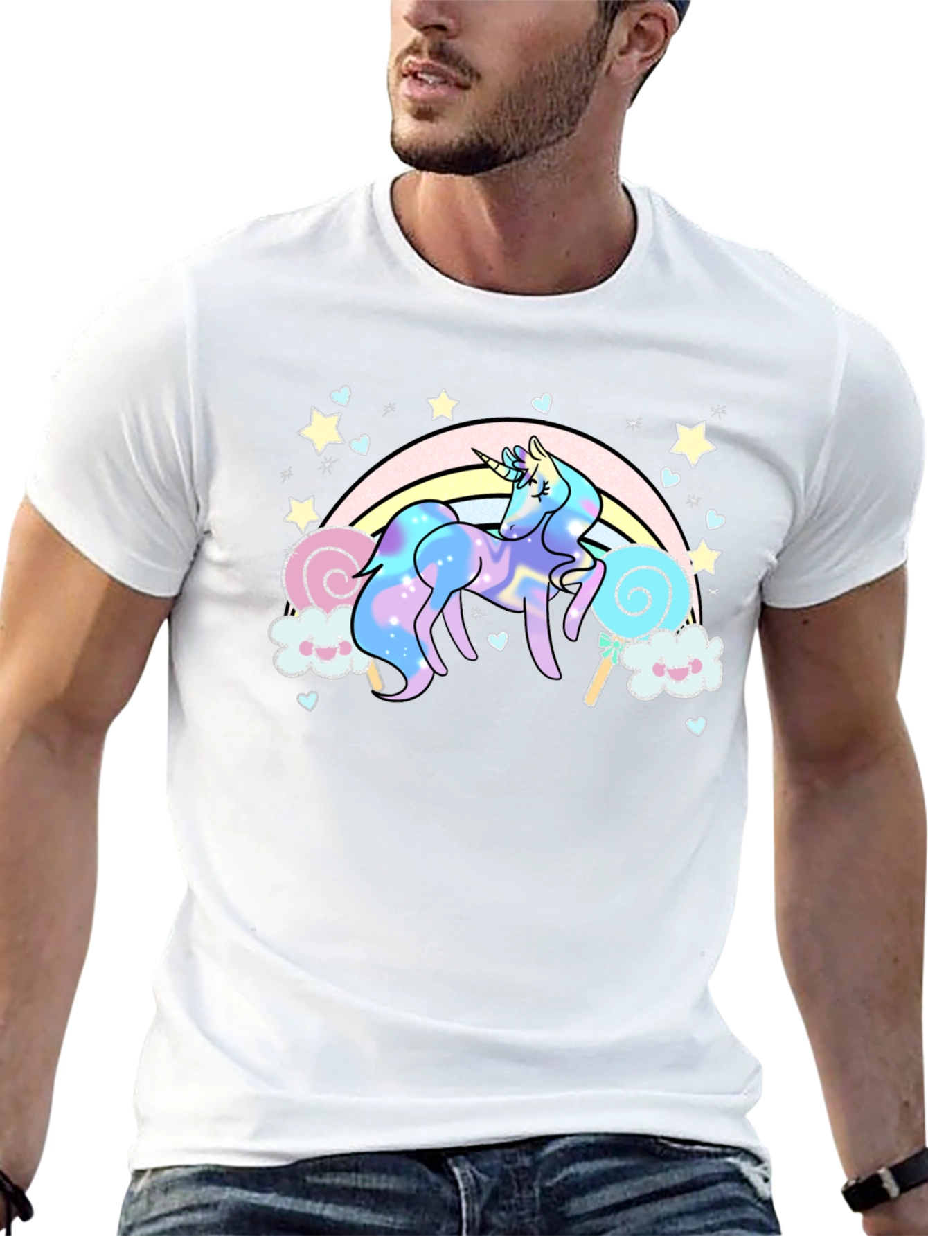 Unicorn Rainbow T-Shirt Black Cotton Tee