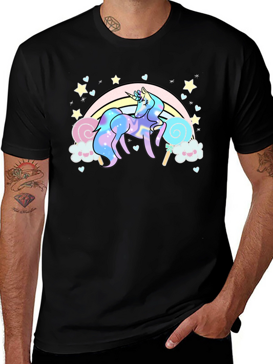 Unicorn Rainbow T-Shirt Black Cotton Tee