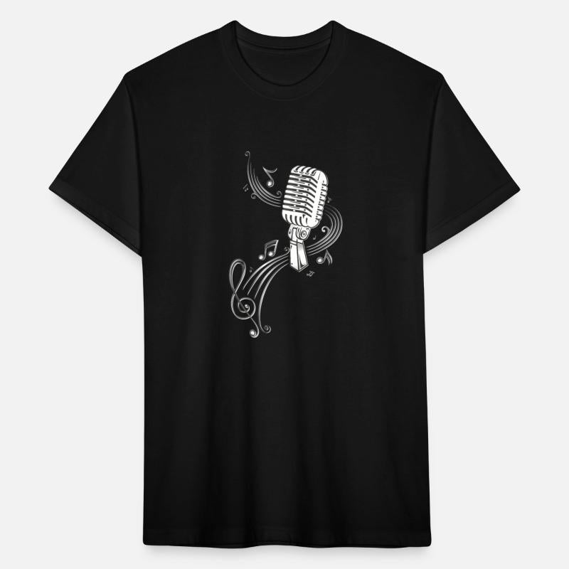 Microphone with Music Notes and Clef Musician