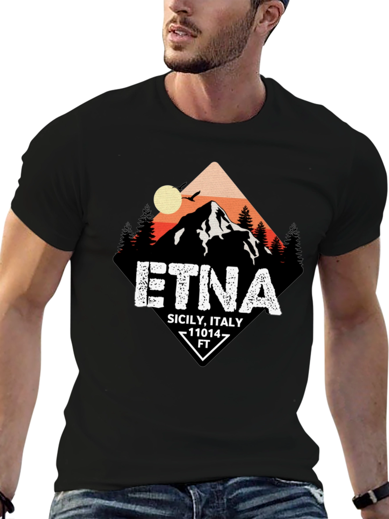 Etna Sicily Italy Black T-Shirt