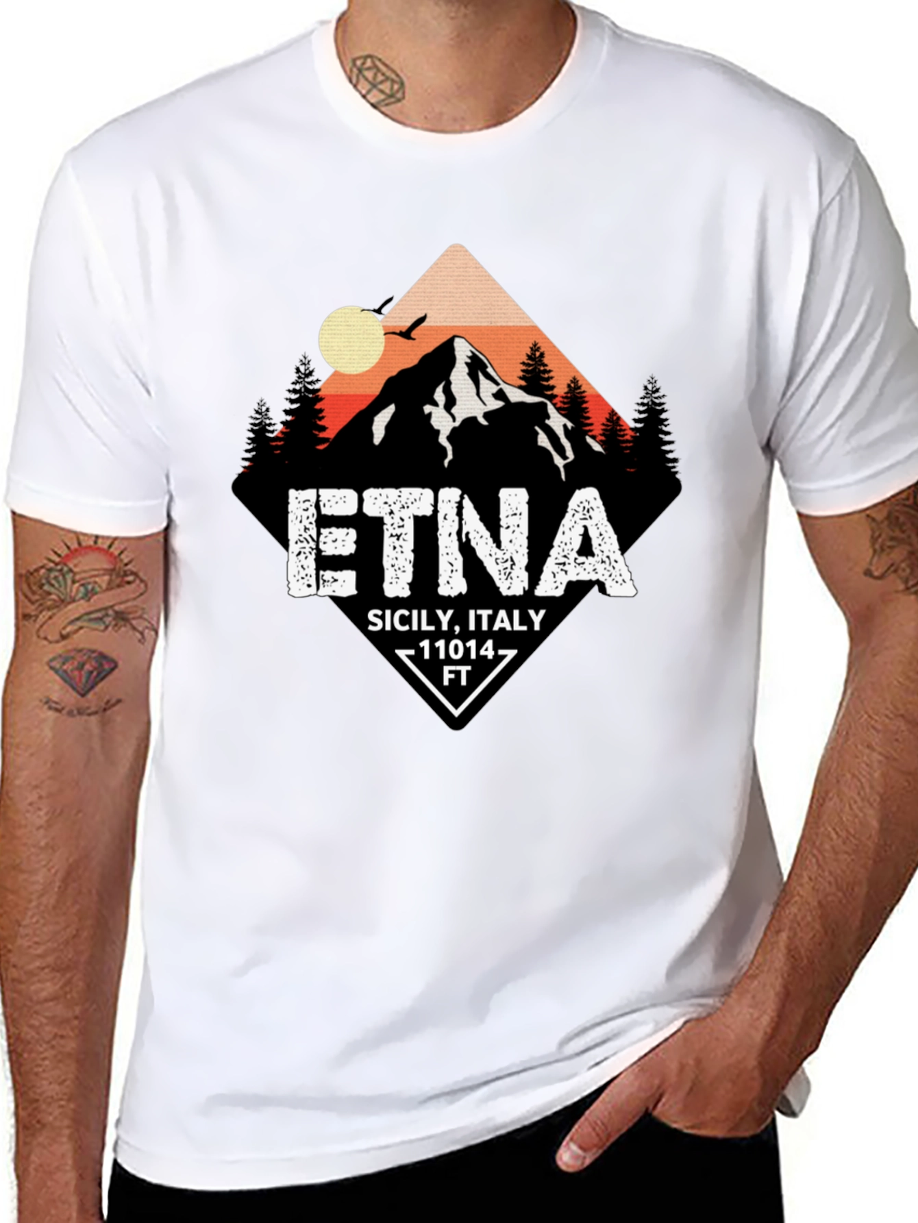 Etna Sicily Italy Black T-Shirt