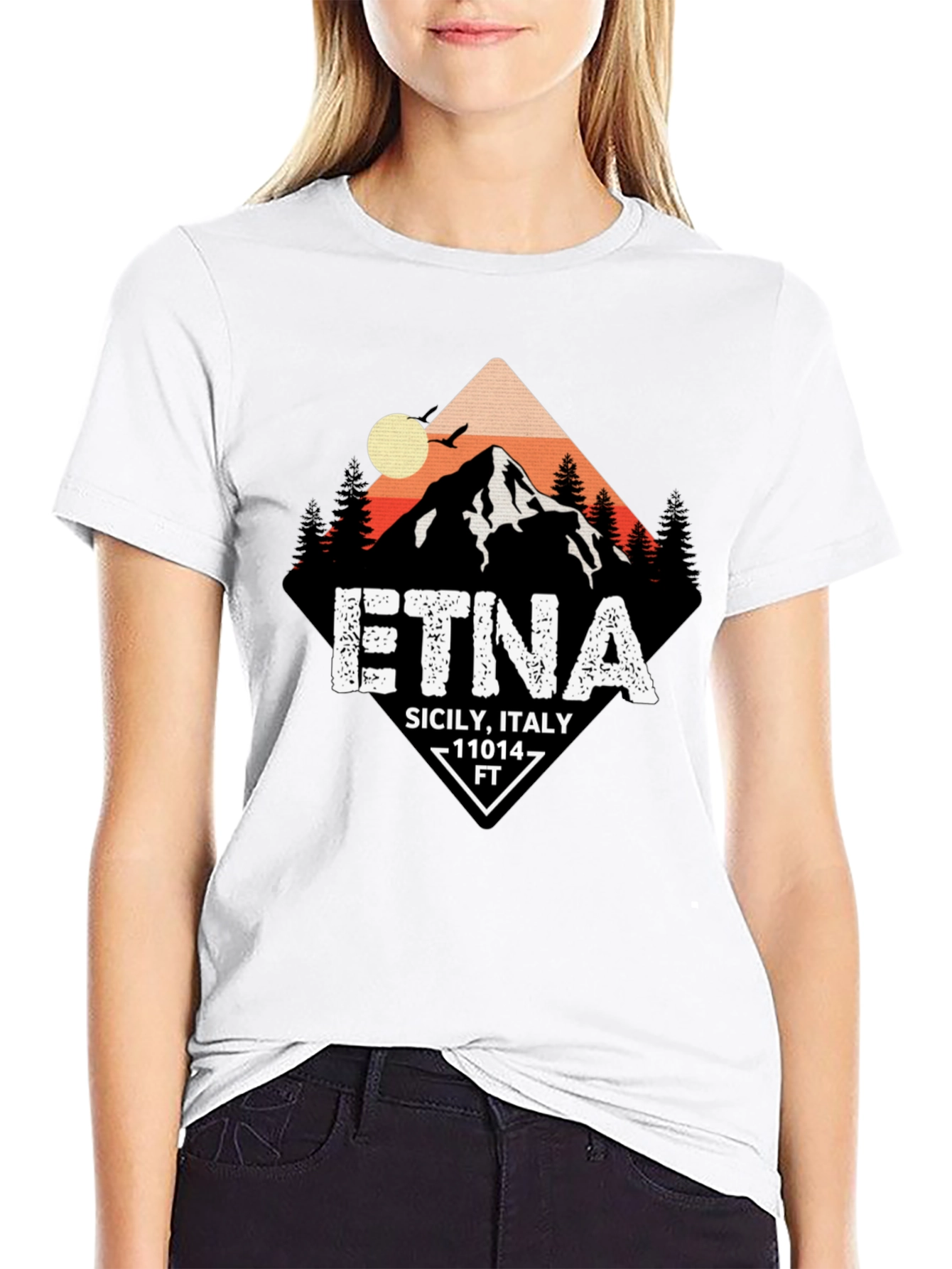 Etna Sicily Italy Black T-Shirt
