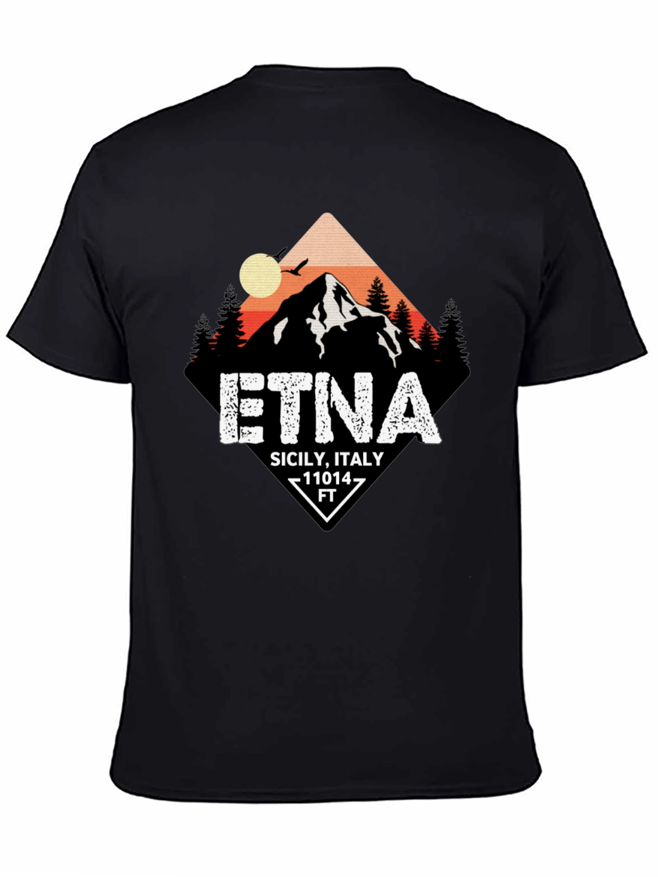 Etna Sicily Italy Black T-Shirt