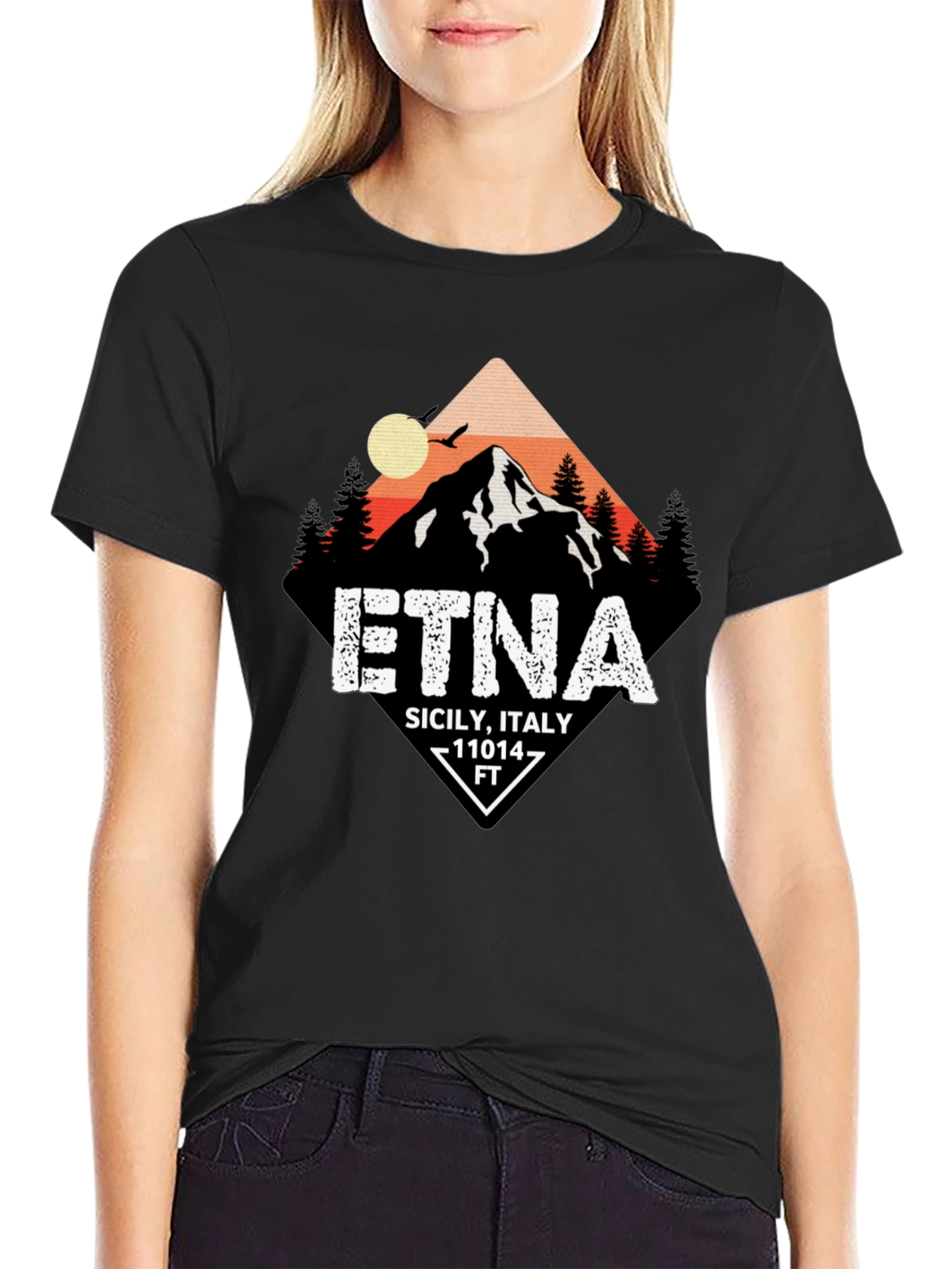 Etna Sicily Italy Black T-Shirt