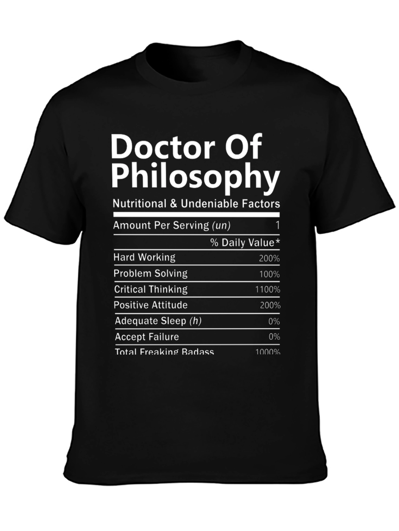 Doctor of Philosophy Nutrition Facts T-Shirt
