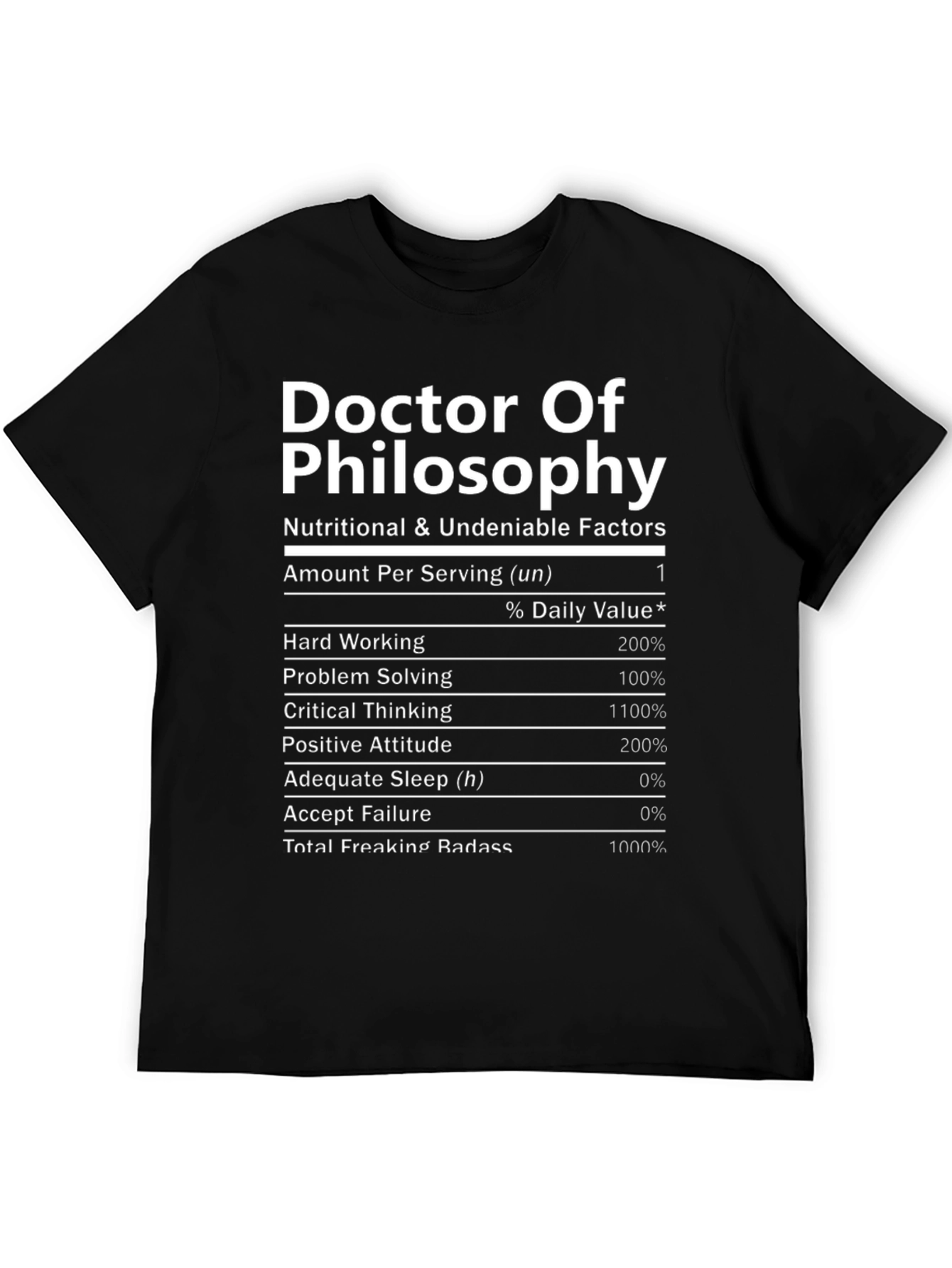 Doctor of Philosophy Nutrition Facts T-Shirt