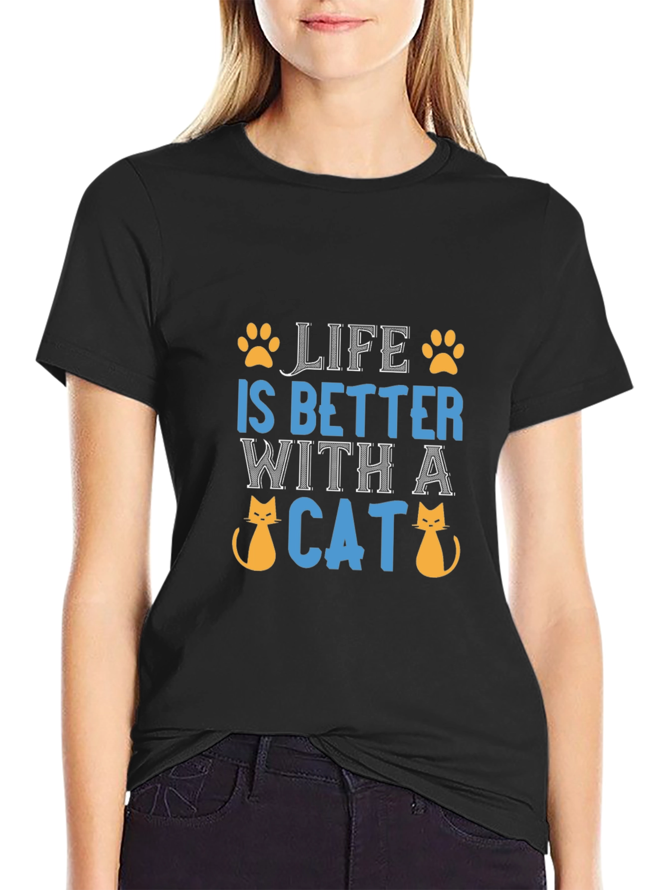 Life is Better with a Cat Graphic T-Shirt