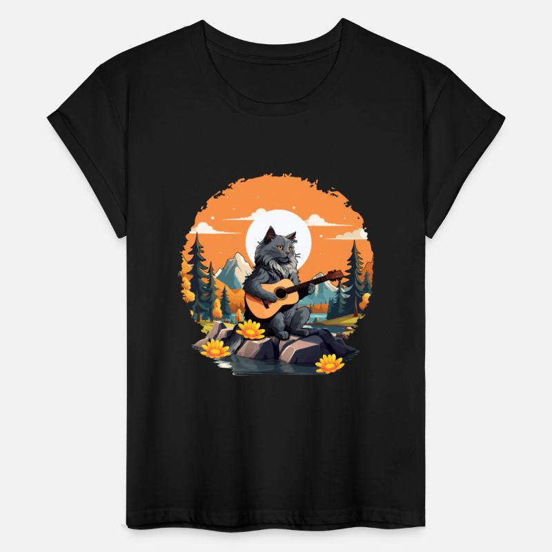 Mountain Cat Plays Guitar Instruments Rock Cute