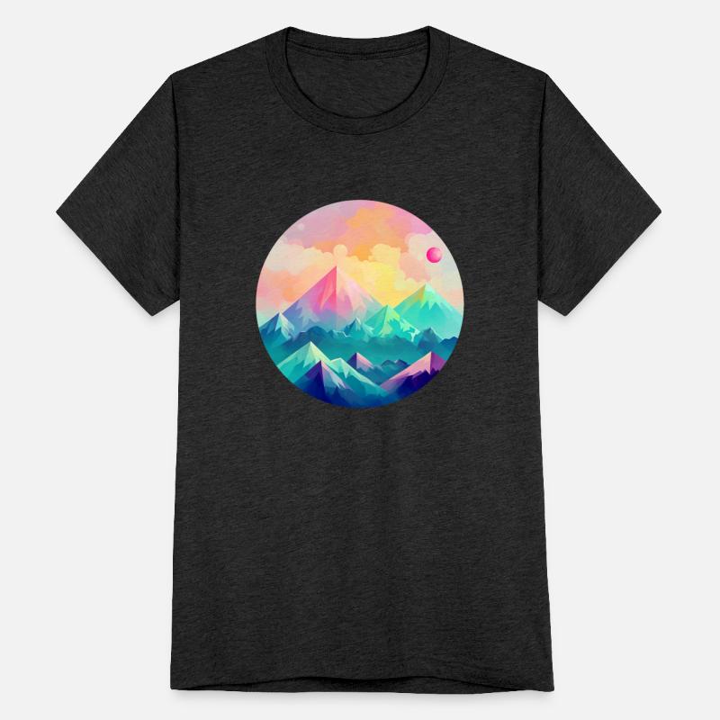 Mountain Sunset: Gradient Lowpoly Circle Art