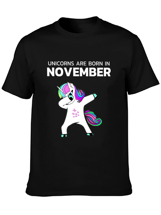 Unicorns Born in November Black T-Shirt