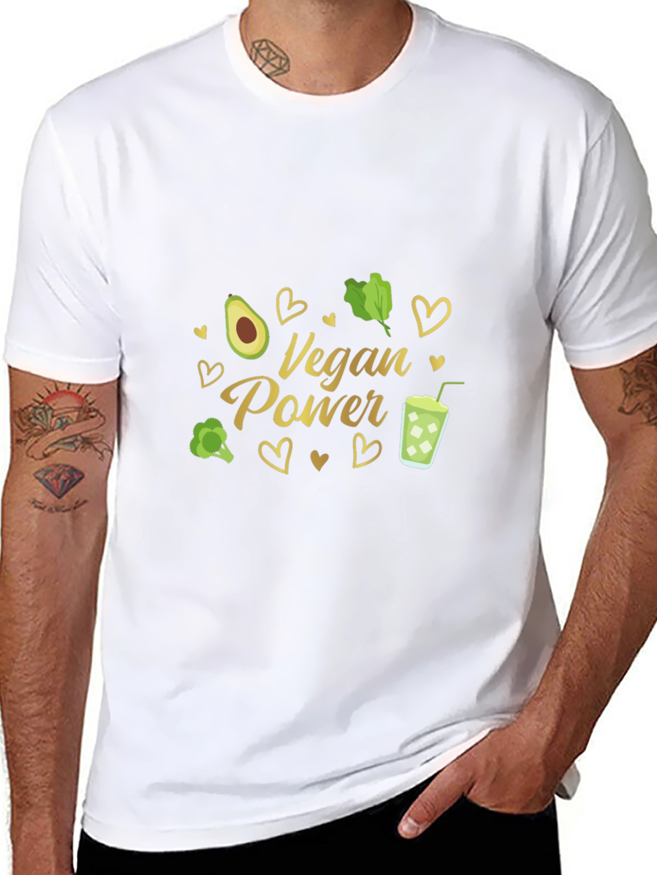 Vegan Power T-Shirt - Avocado Broccoli Green Smoothie