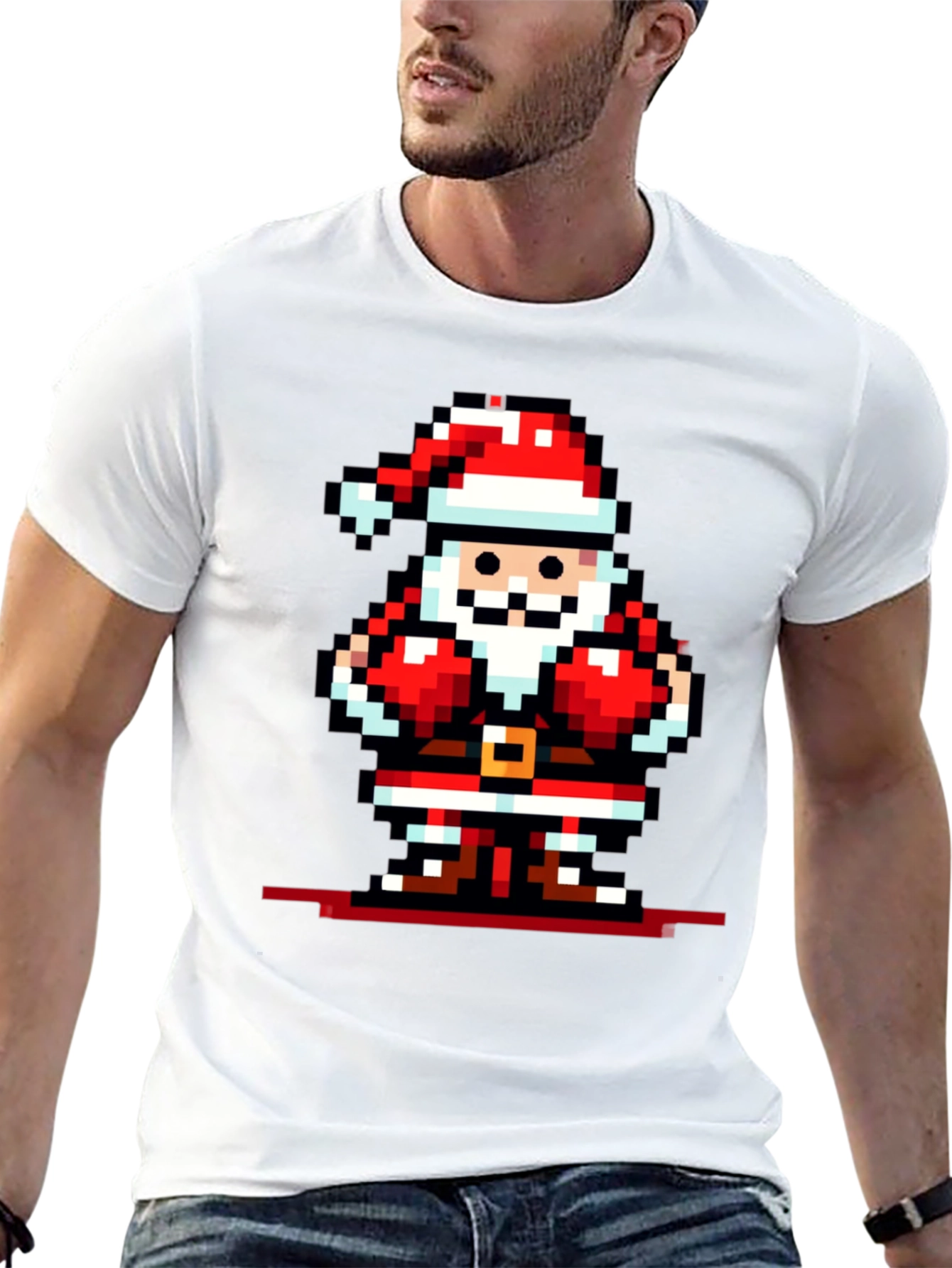 Pixel Santa Graphic Tee - Black