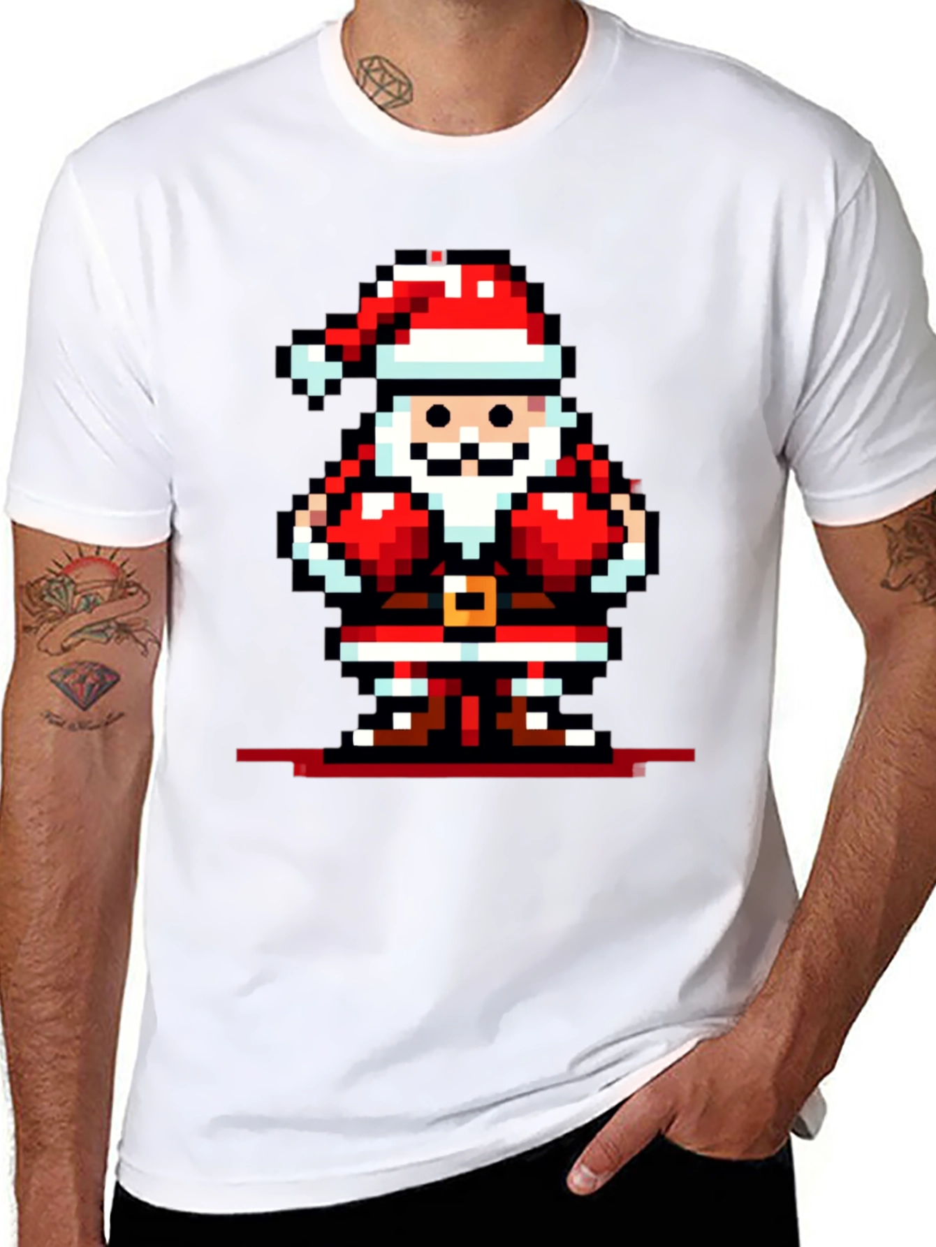 Pixel Santa Graphic Tee - Black