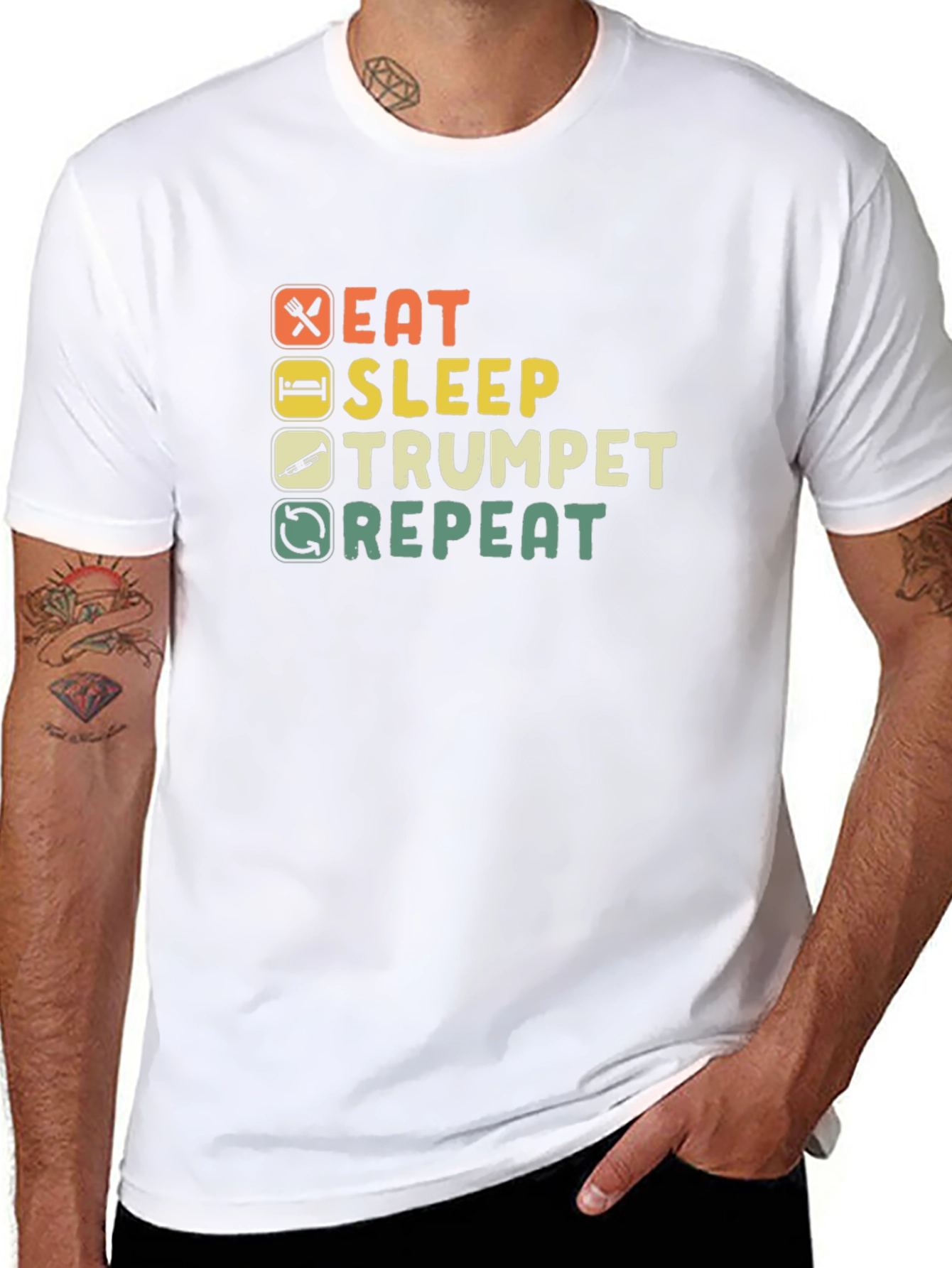 Eat Sleep Trumpet Repeat Black T-Shirt