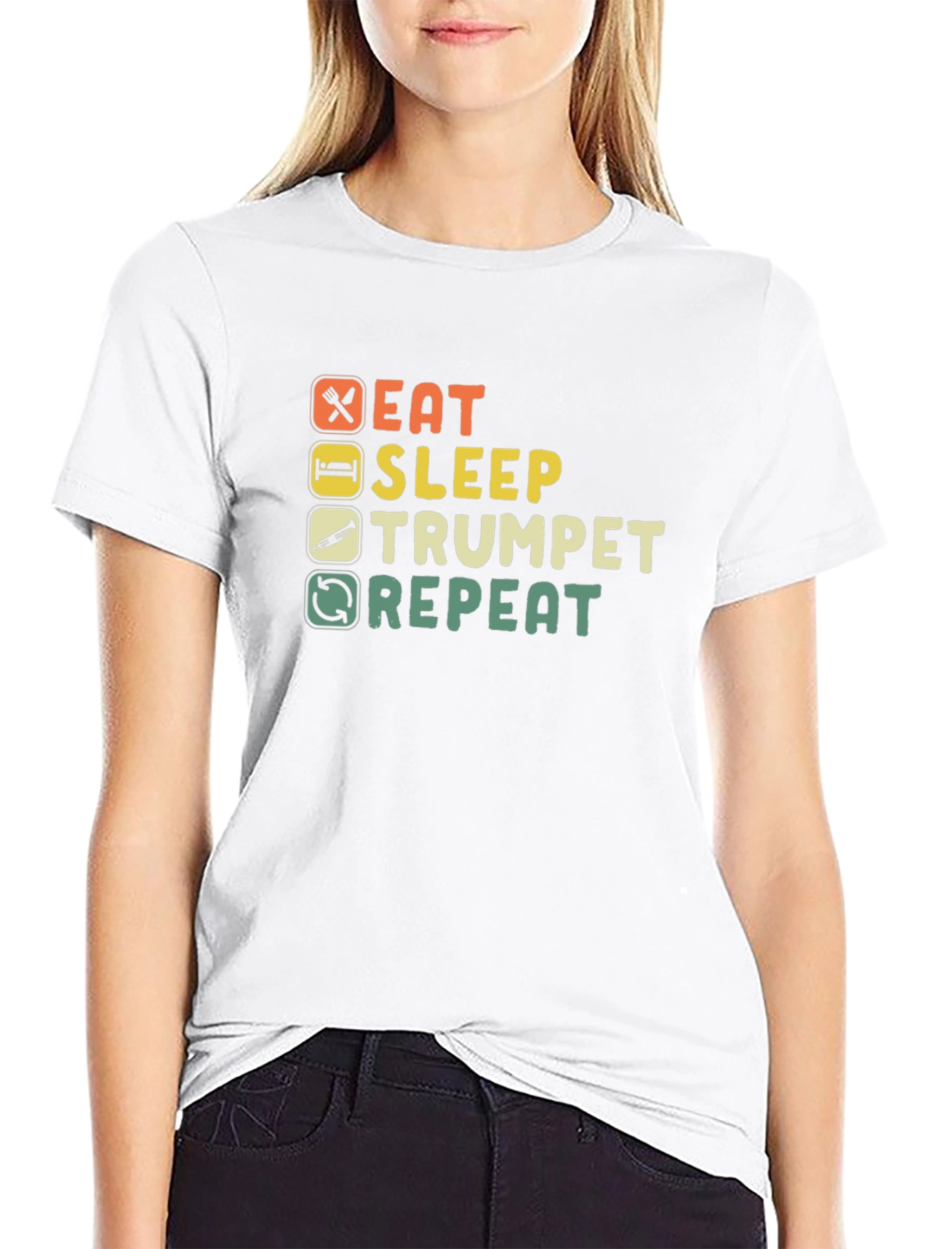 Eat Sleep Trumpet Repeat Black T-Shirt