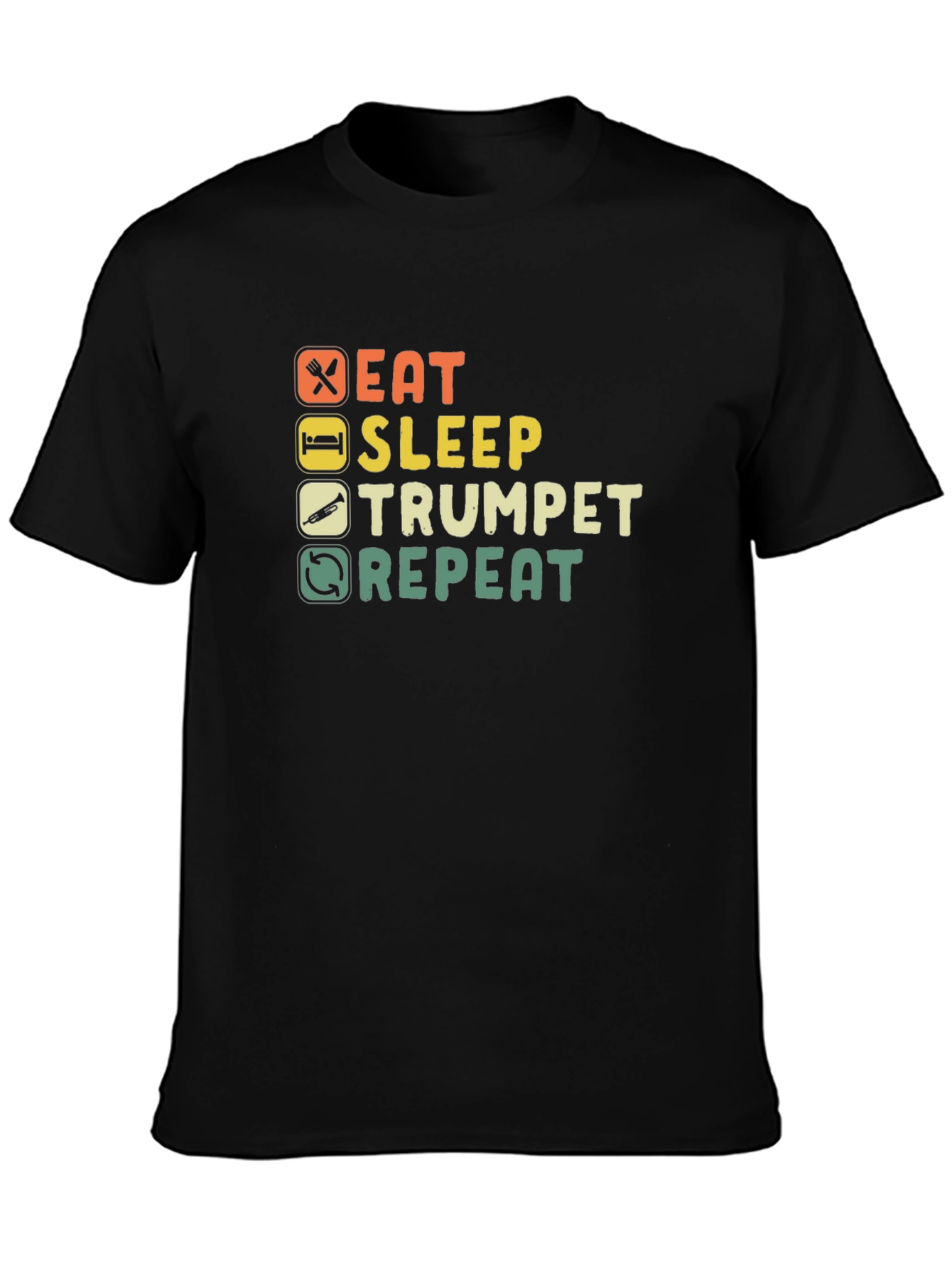 Eat Sleep Trumpet Repeat Black T-Shirt