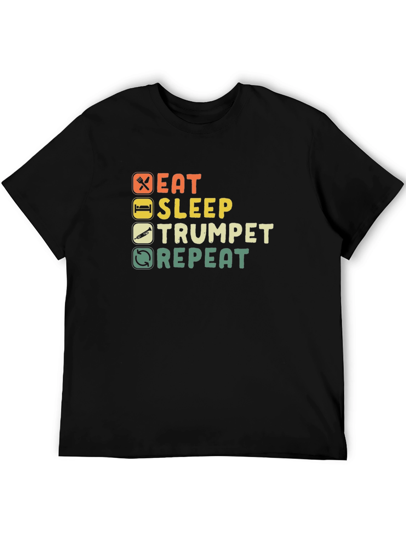 Eat Sleep Trumpet Repeat Black T-Shirt