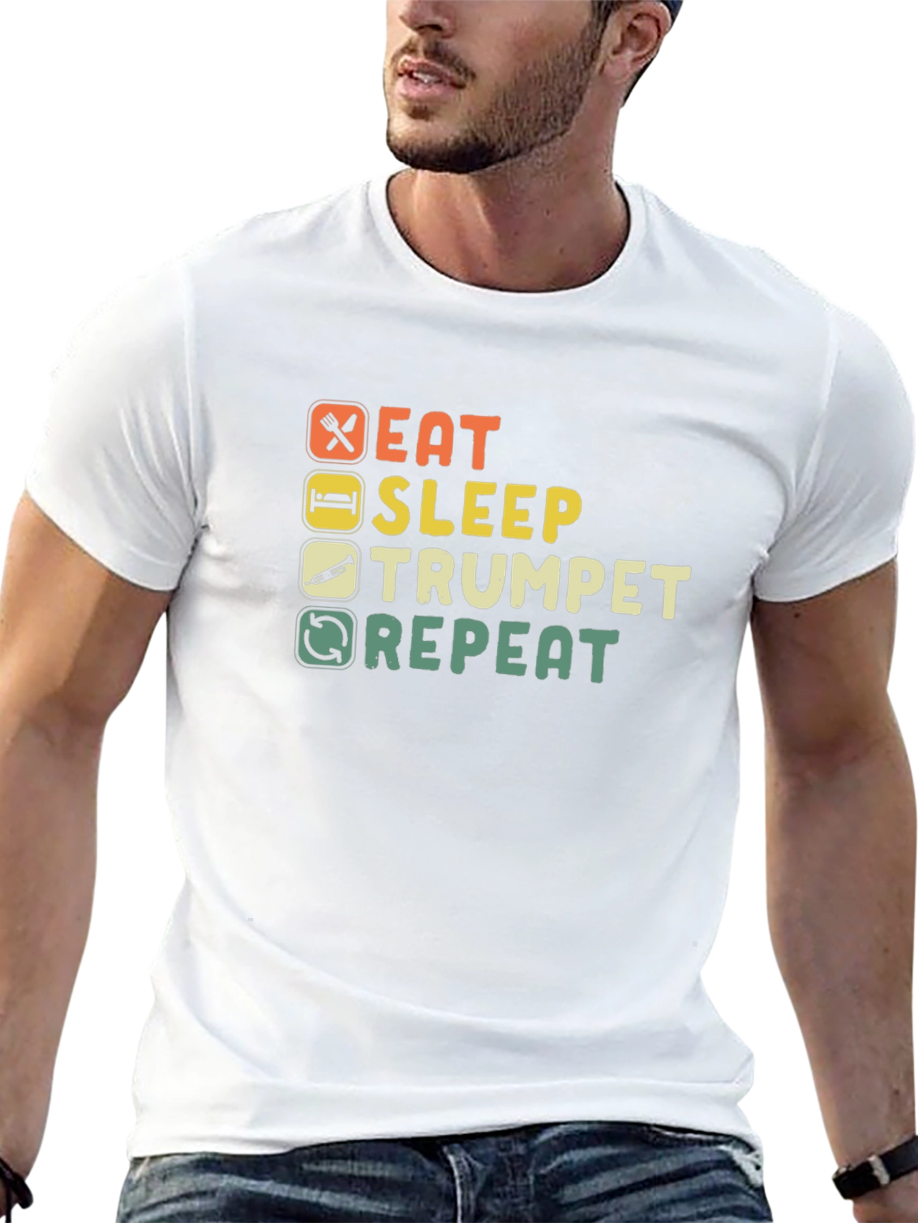 Eat Sleep Trumpet Repeat Black T-Shirt
