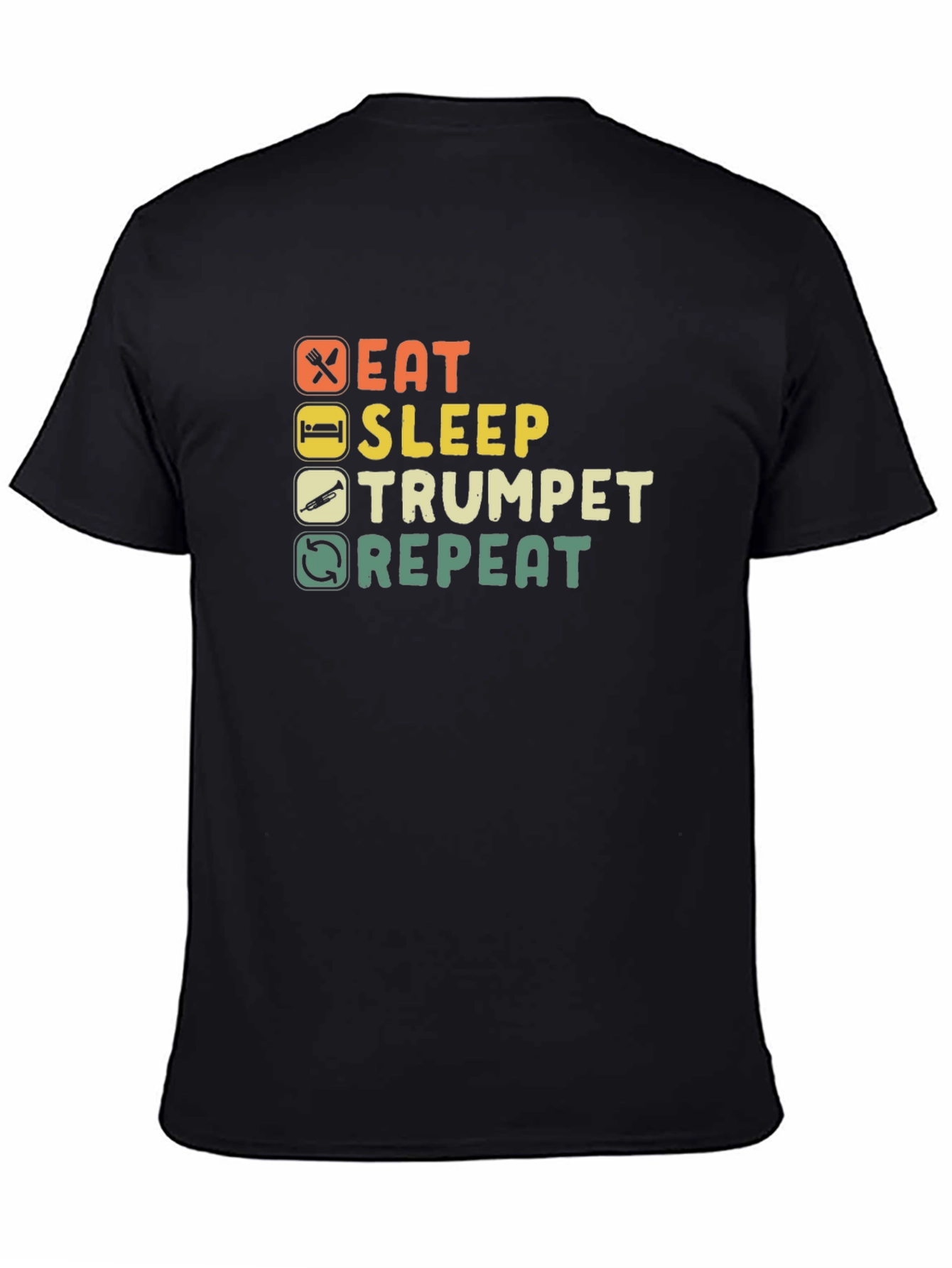 Eat Sleep Trumpet Repeat Black T-Shirt